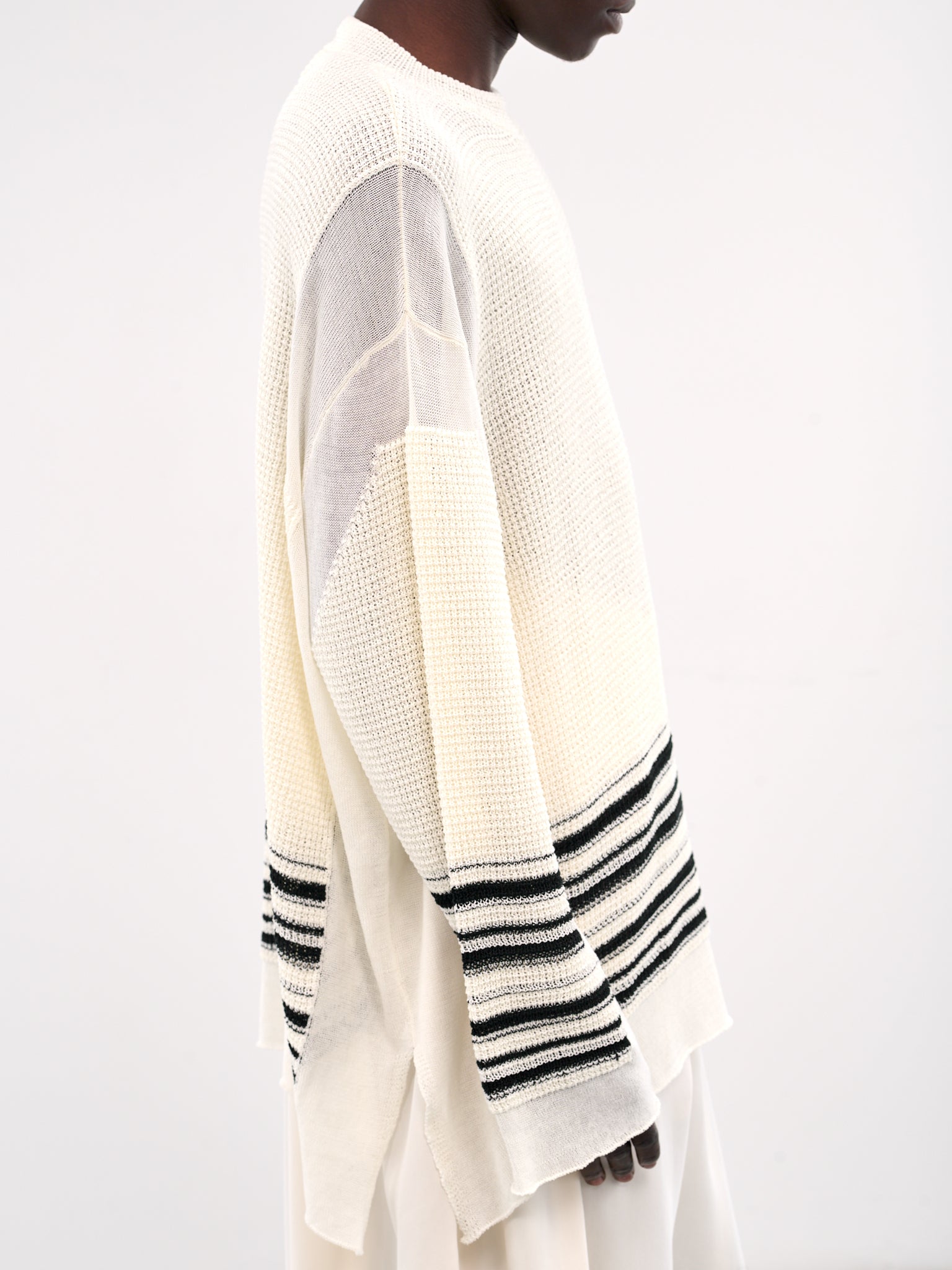 Towel Waffle Knit Sweater (25E96MUK02-014-ALABASTRO+B)