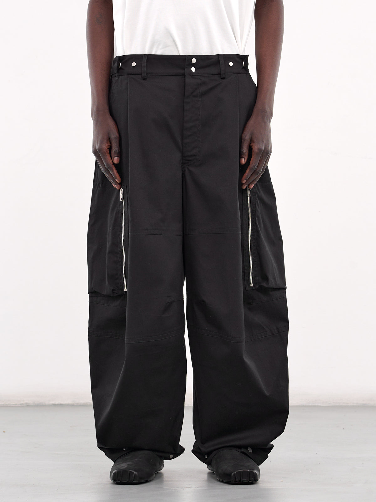 Twill Cotton Cargo Pants (25E96MXR02-BLACK)