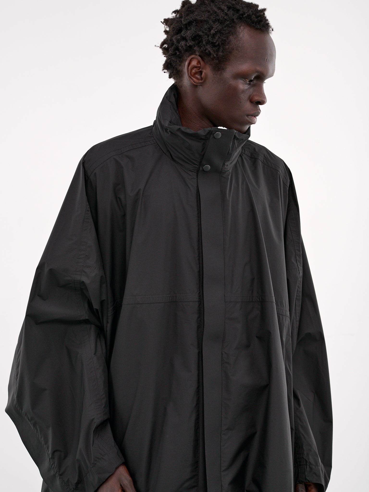 Oversized Ripstop Rain Coat (25E96MXR21-999-BLACK)