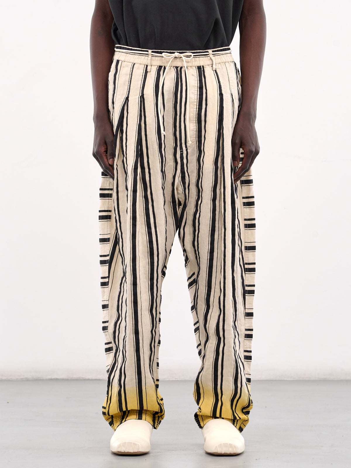 Striped Drawstring Pants (25E96MXR23-011-IVORY-BASE)