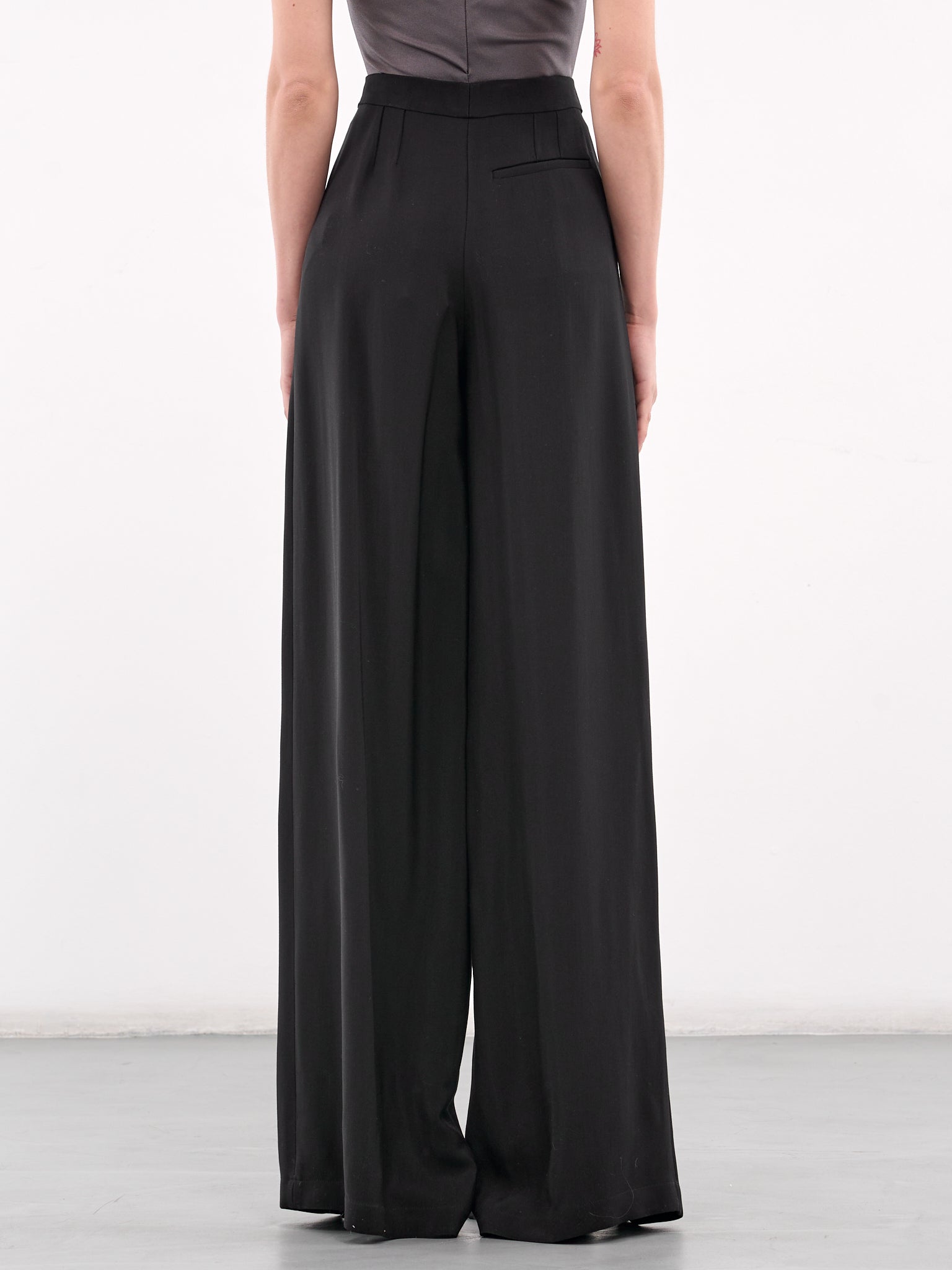 Wide Leg Slit Buckled Trousers (25P1PA0493196-BLACK)