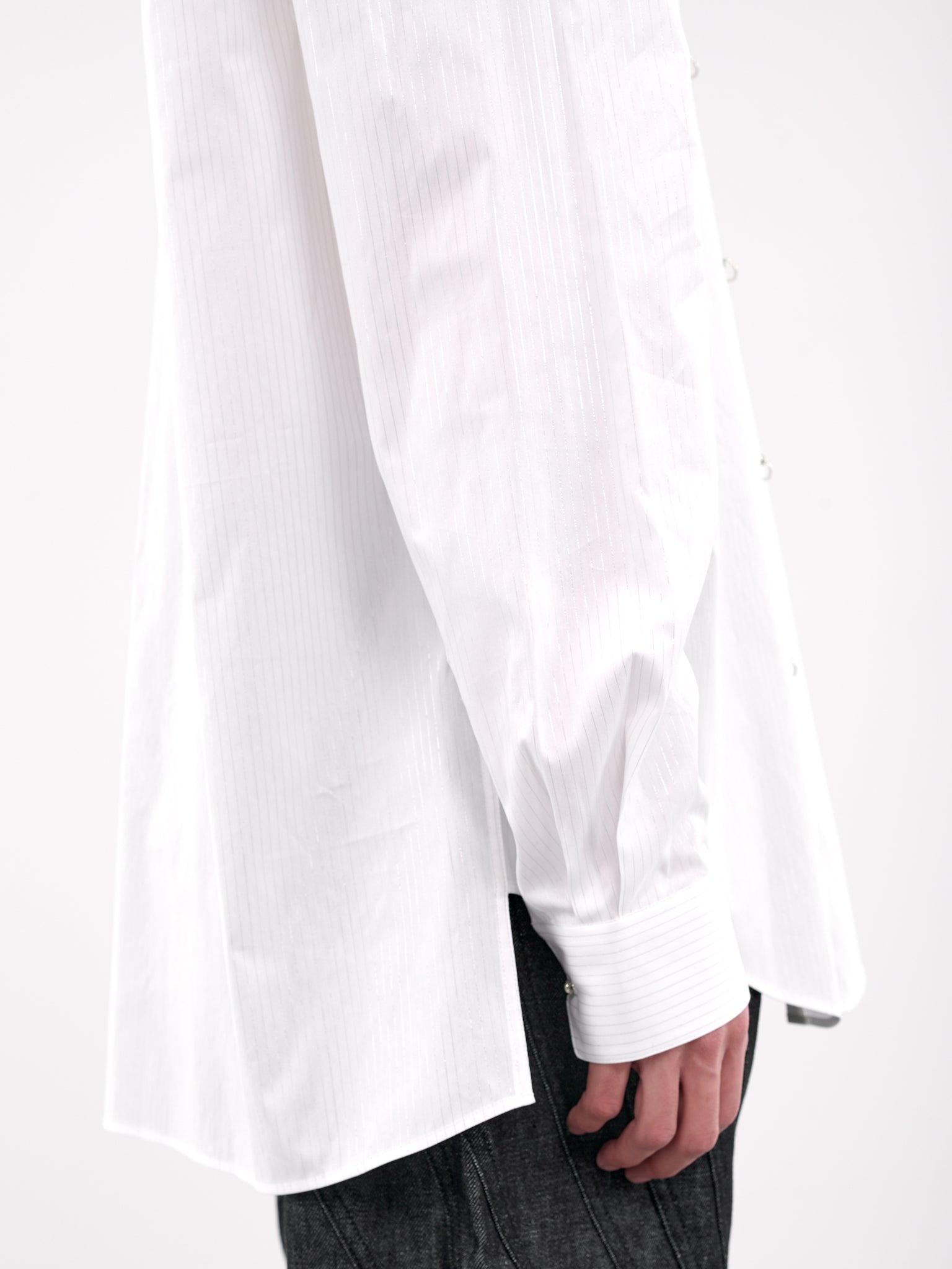 Pinstripe Poplin Shirt (25P1TO07242011-WHITE)