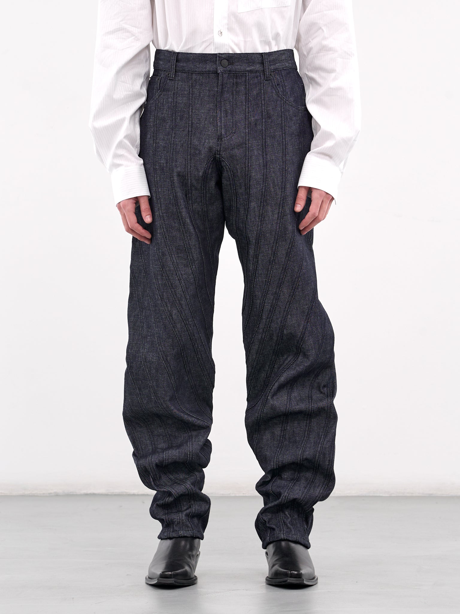 Raw Denim Spiral Baggy Jeans (25P6PA03272014-RAW-BLUE)