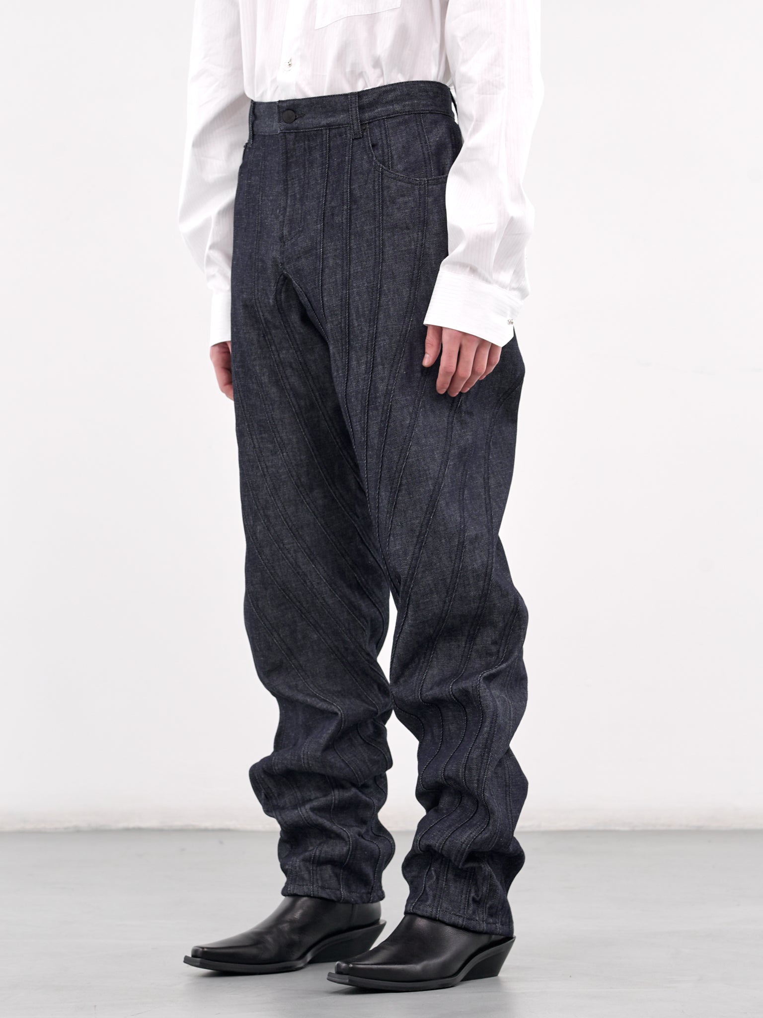 Raw Denim Spiral Baggy Jeans (25P6PA03272014-RAW-BLUE)