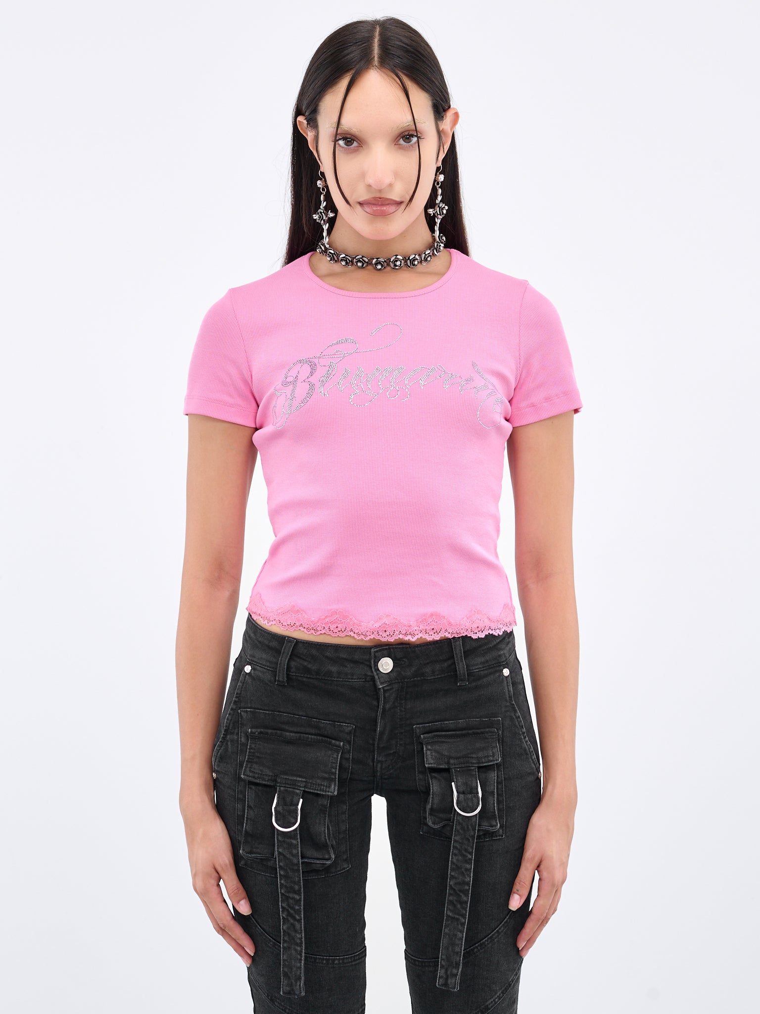 BLUMARINE Logo & Lace T-Shirt | H.Lorenzo
