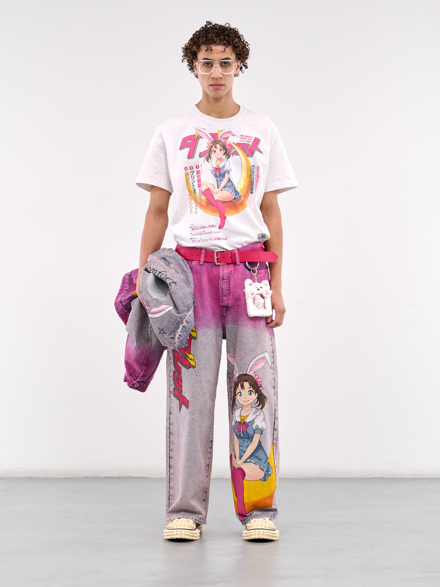 Hand-Painted Anime Denim Jeans (06PT296-PINK)