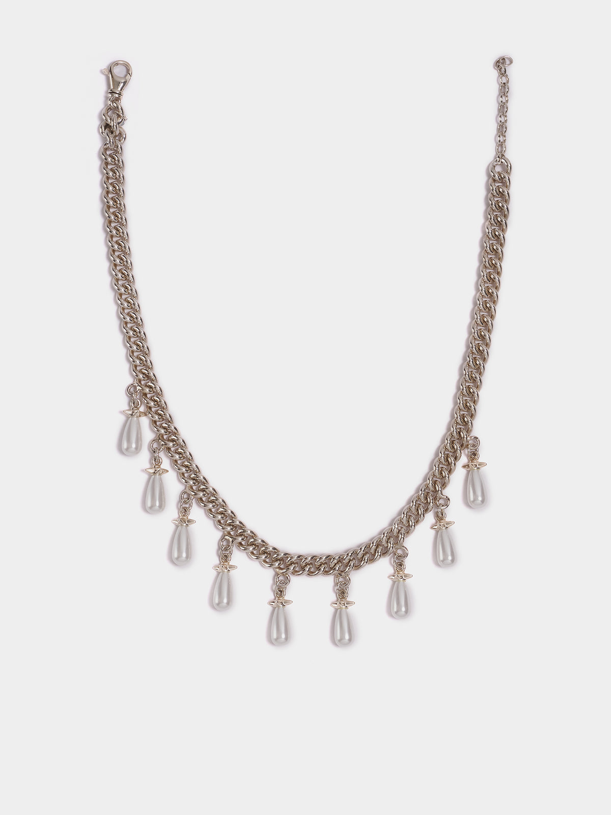 Chunky Chain Pearl Necklace (CHUNKY-CHAIN-PEARLS-SILVER)