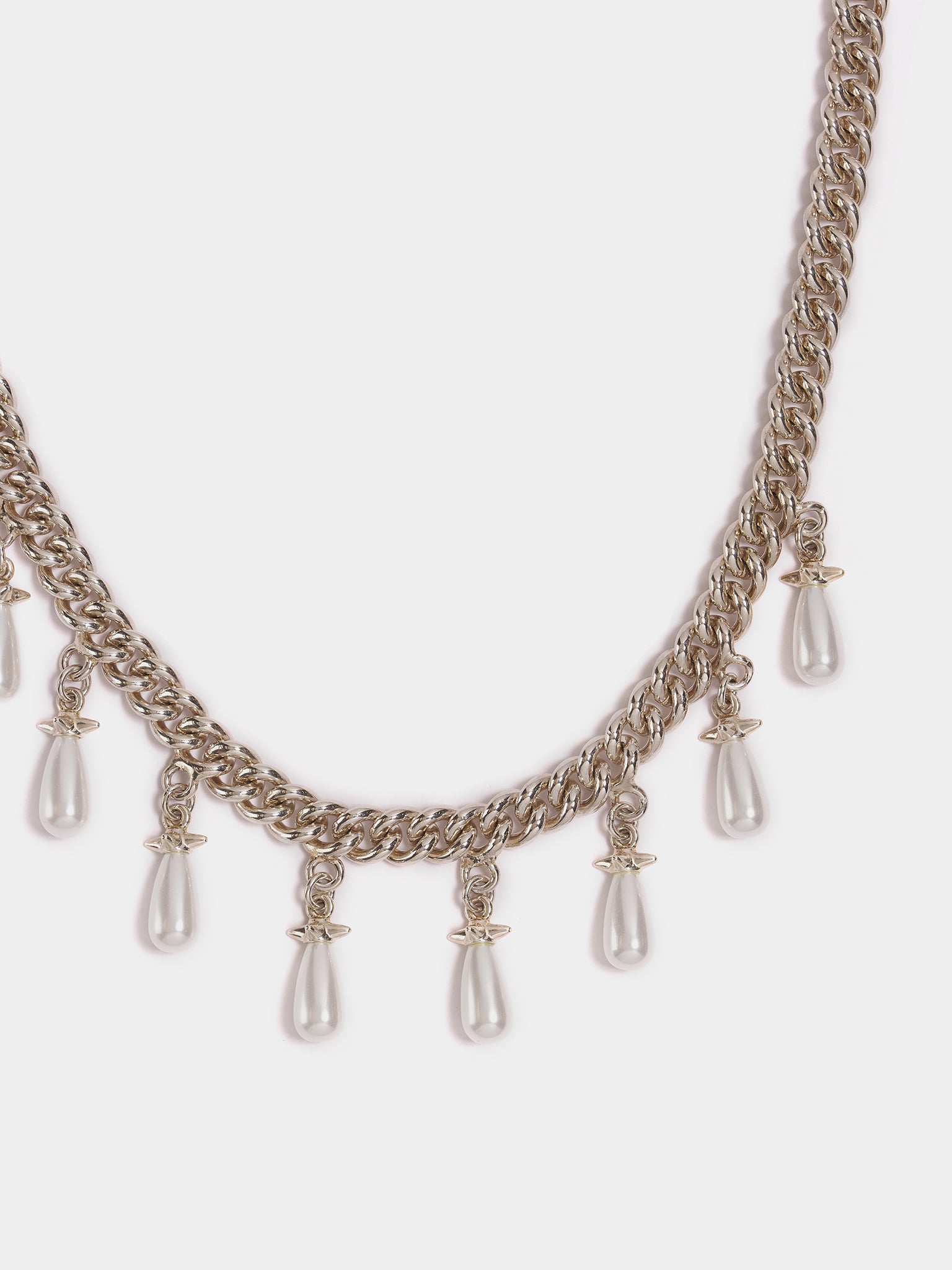 Chunky Chain Pearl Necklace (CHUNKY-CHAIN-PEARLS-SILVER)