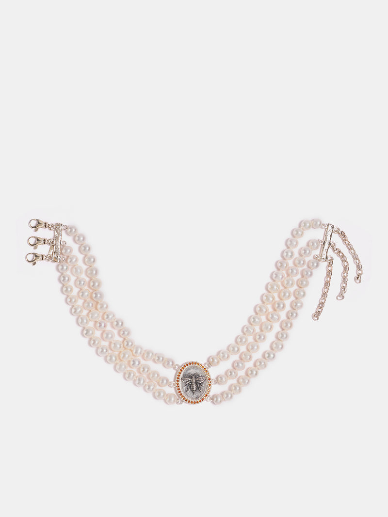 Bee Tree Strand Pearl Choker (BEE-TREE-STRAND-PEARL-SILVER)