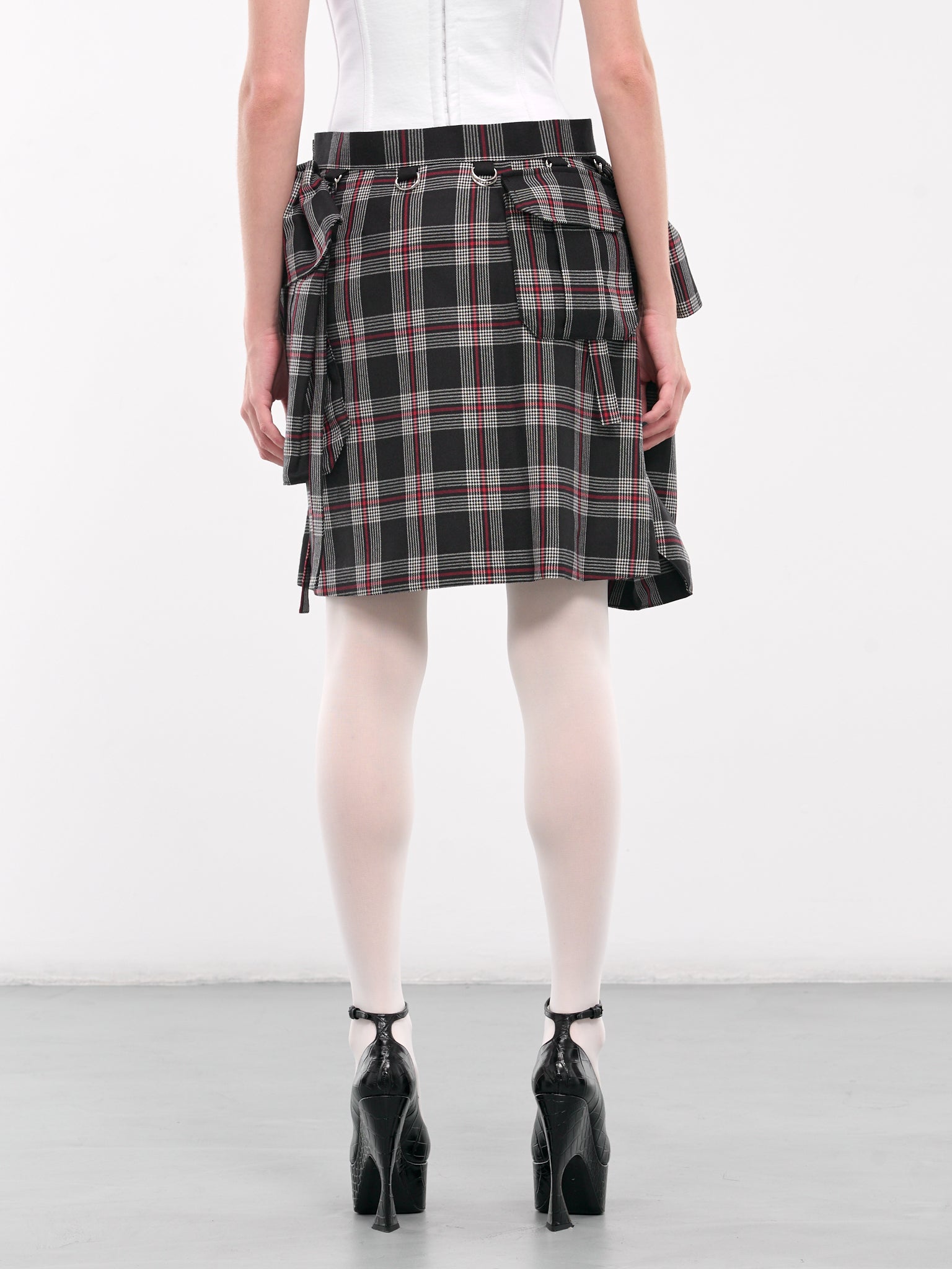 Plaid Harness Skirt (3N-S013-051-BLACK-RED)