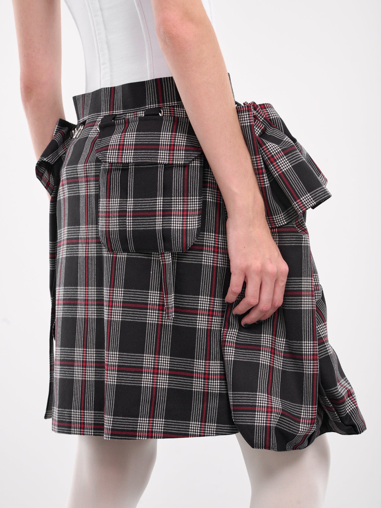 Plaid Harness Skirt (3N-S013-051-BLACK-RED)