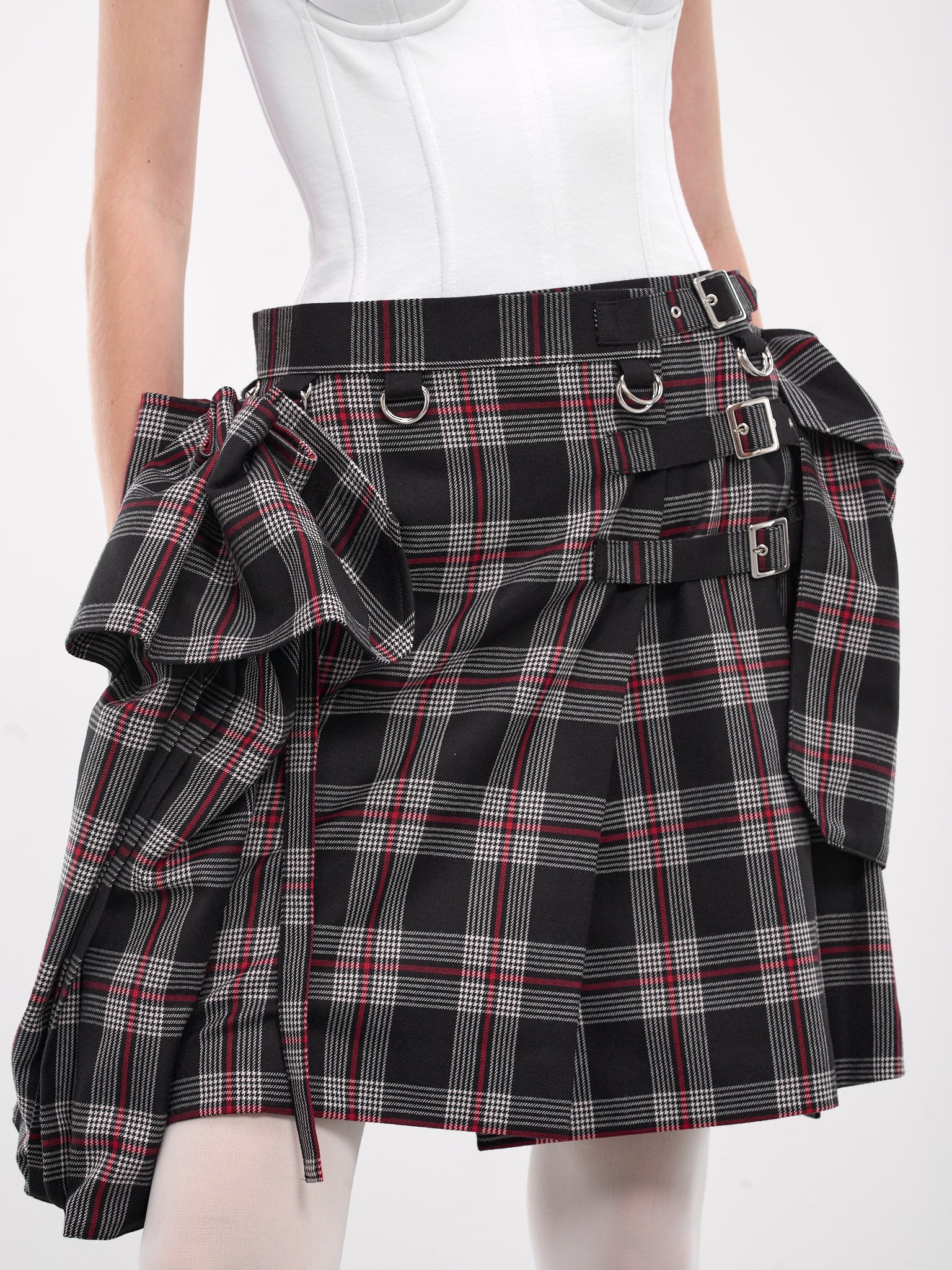 Plaid Harness Skirt (3N-S013-051-BLACK-RED)