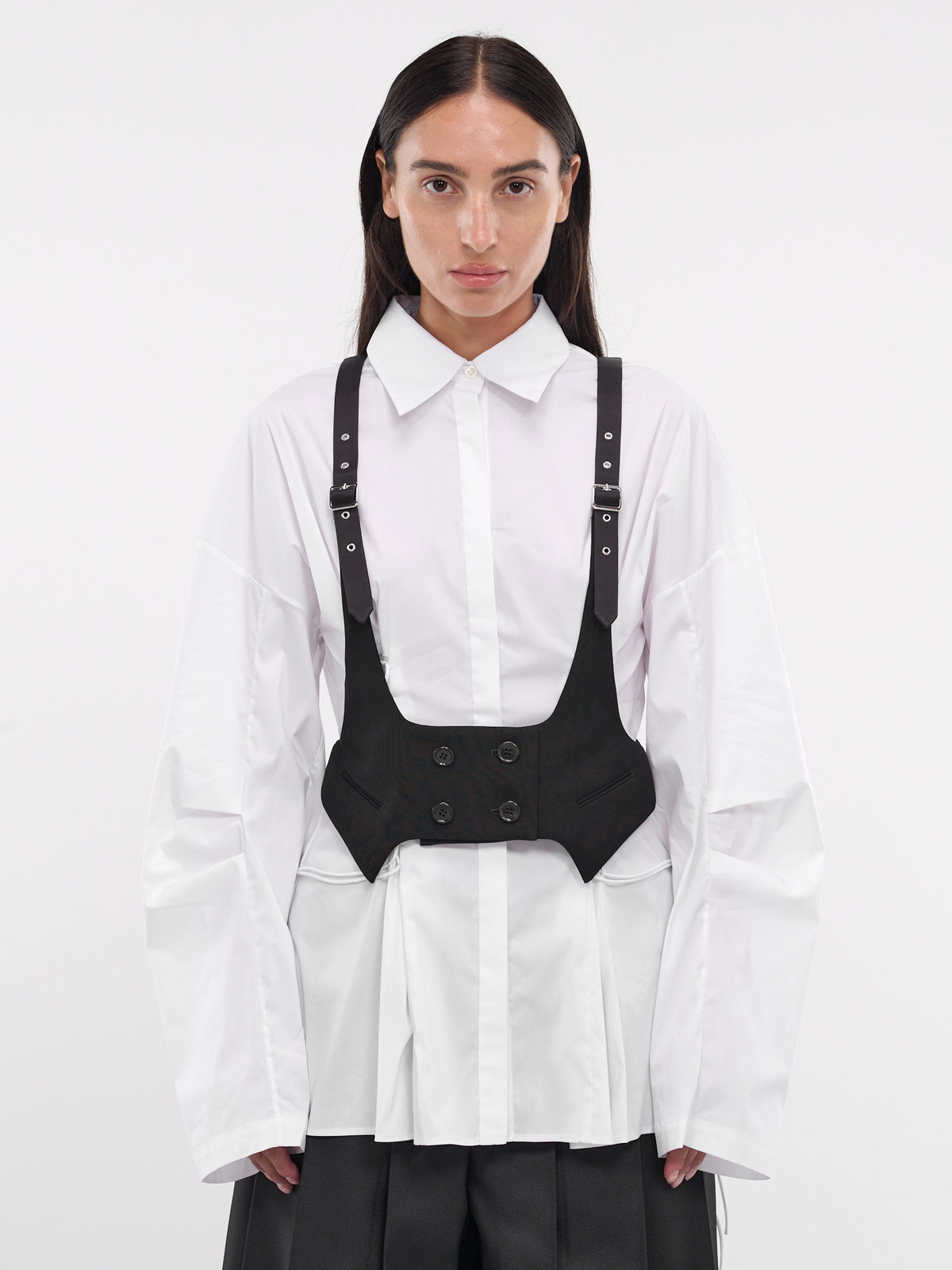 Pin-Buckle Strap Waistcoat (3N-V008-051-BLACK)