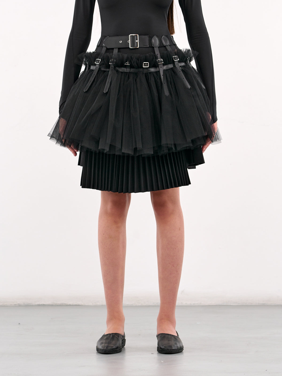 Layered Pleated Tulle Skirt (3O-S001-S25-BLACK)