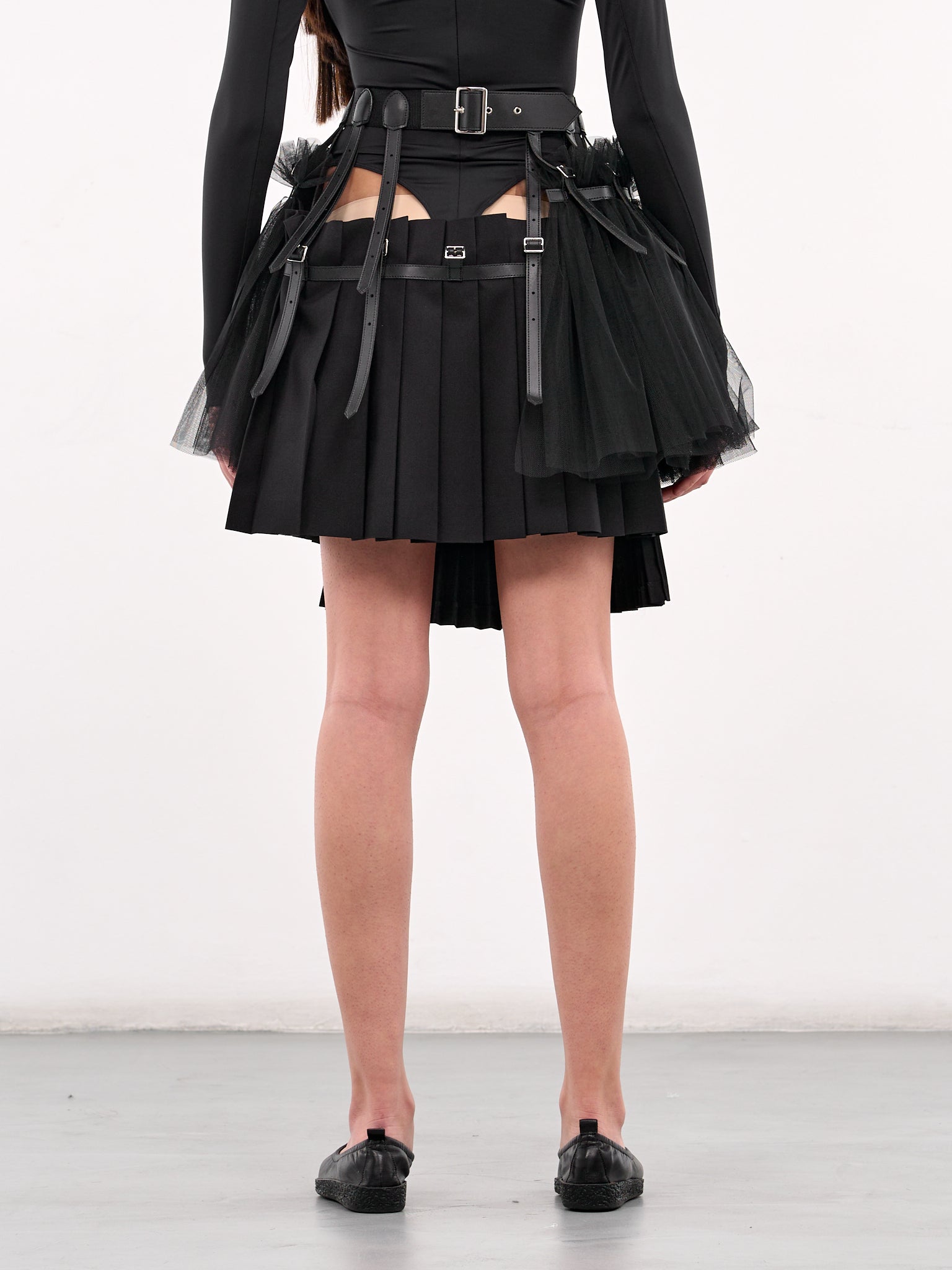 Layered Pleated Tulle Skirt (3O-S001-S25-BLACK)