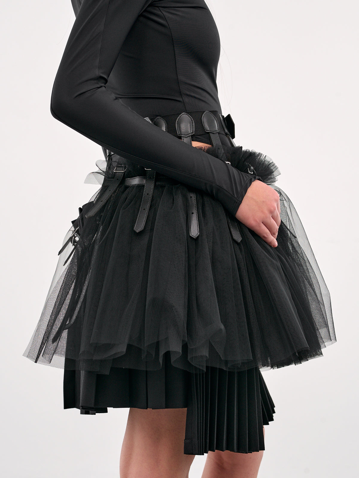 Layered Pleated Tulle Skirt (3O-S001-S25-BLACK)