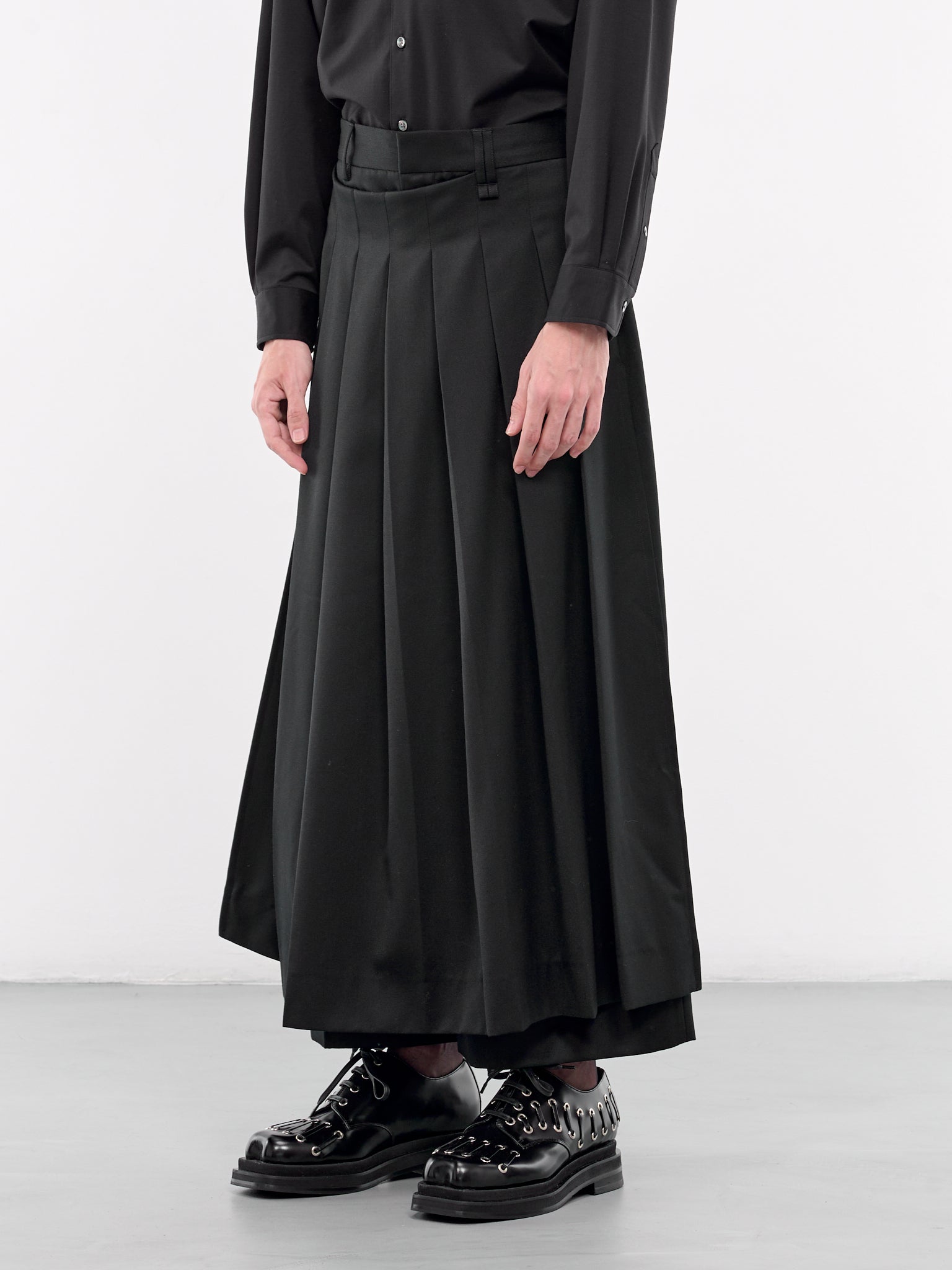 Pleated Apron Overlay Trousers (4124-0458-BLACK)