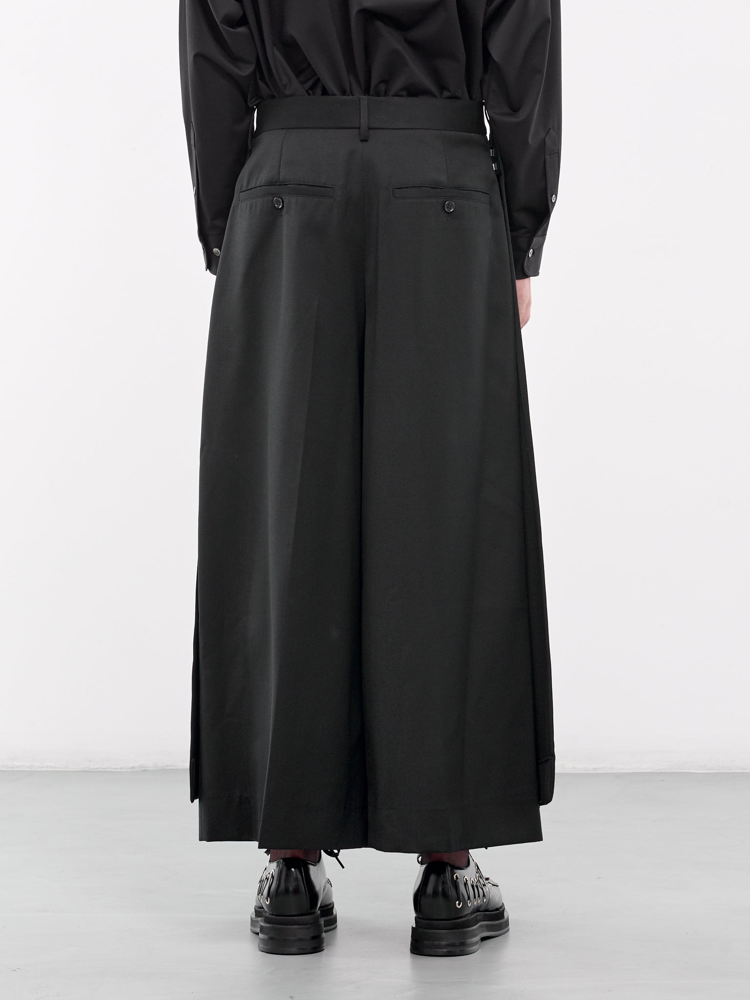 Pleated Apron Overlay Trousers (4124-0458-BLACK)