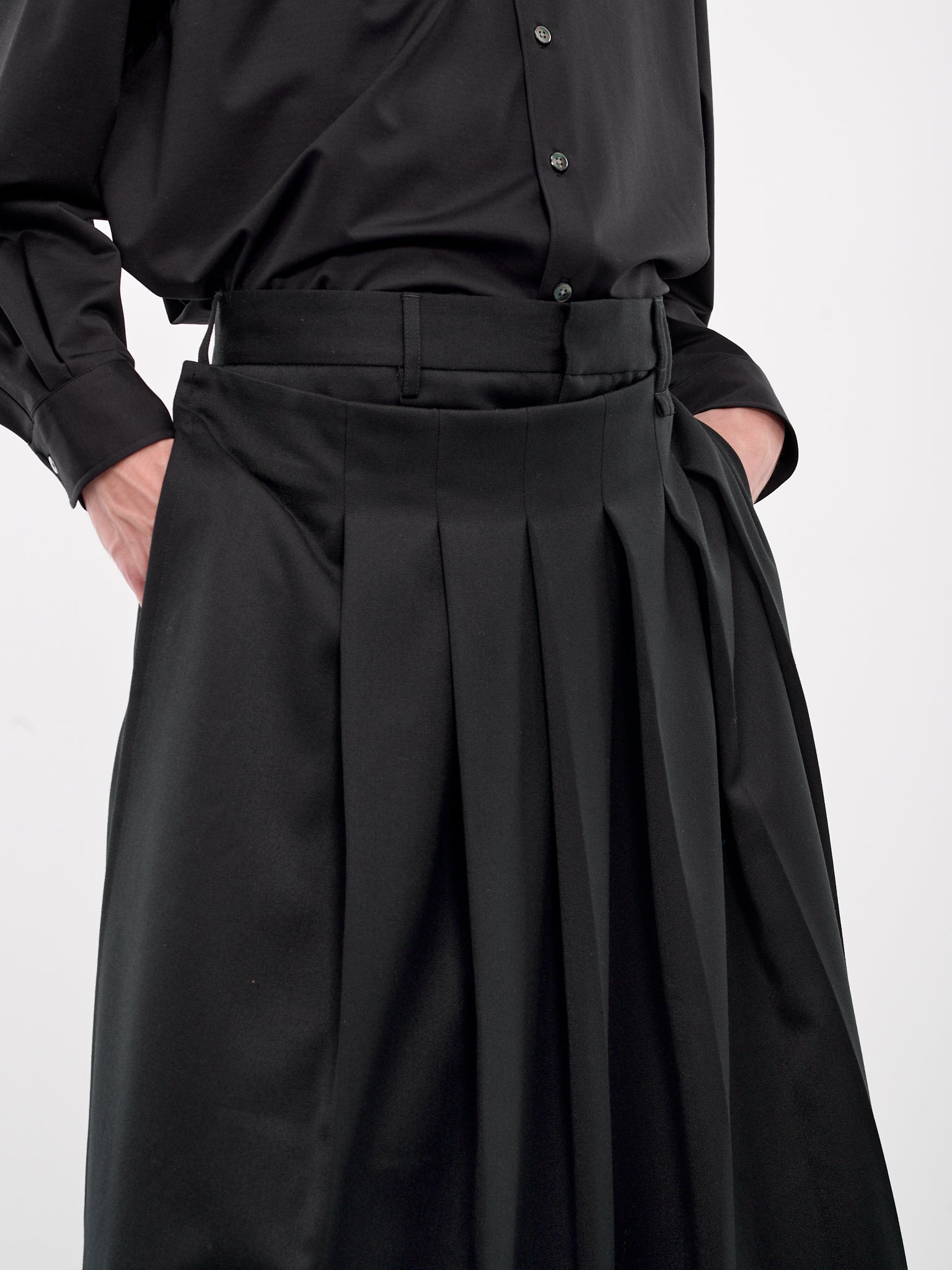 Pleated Apron Overlay Trousers (4124-0458-BLACK)