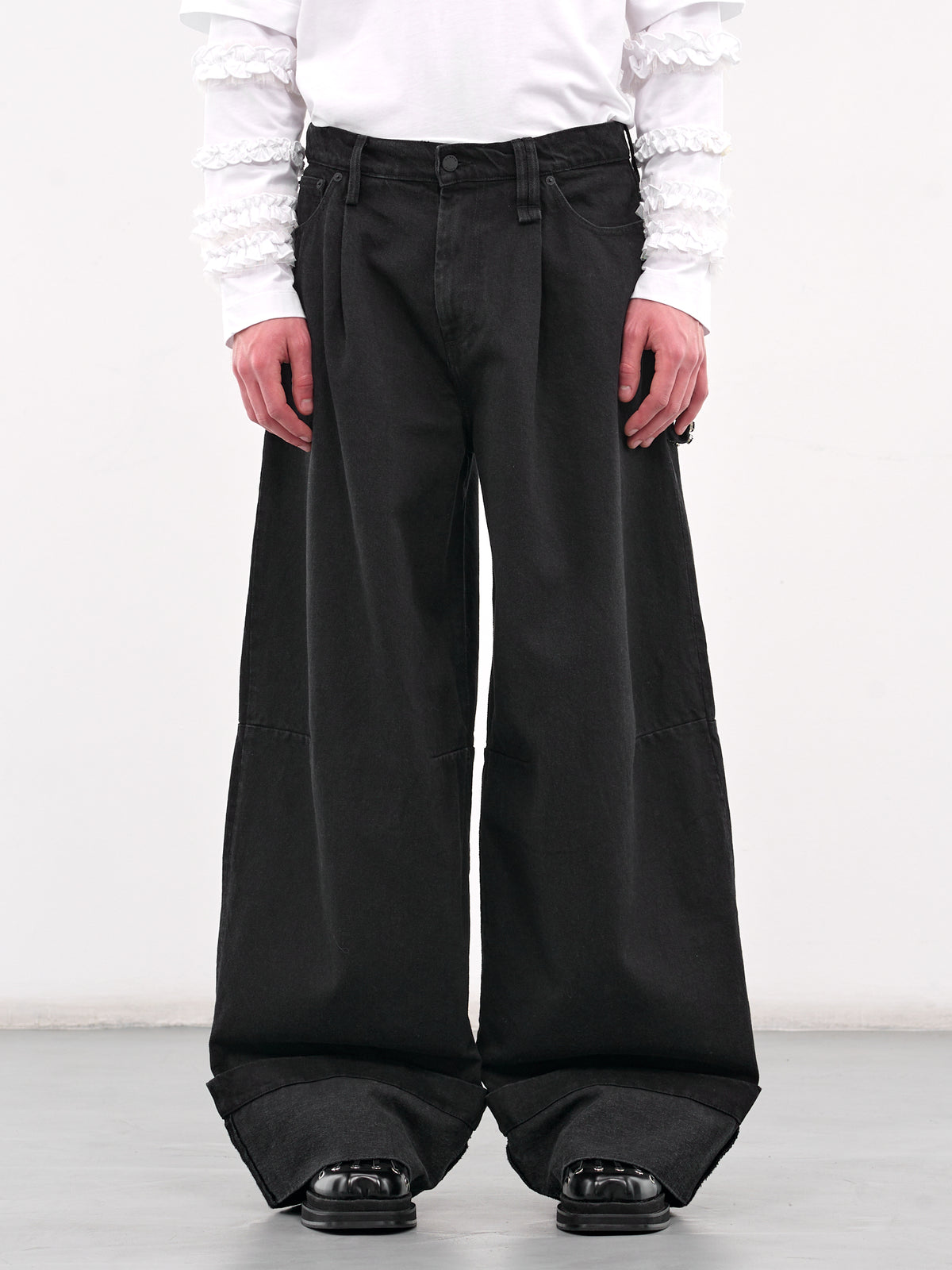 Wide Leg Puddle Denim Jeans (4131B-1239-BLACK-JET)