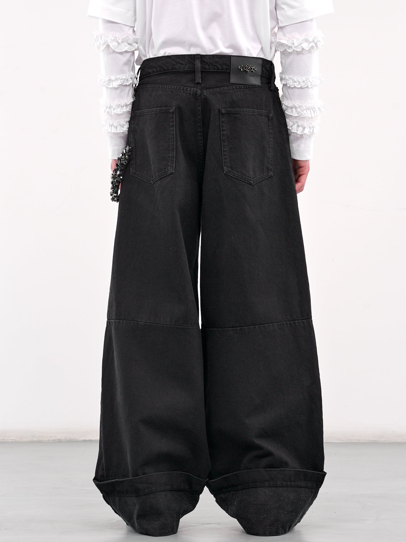 Wide Leg Puddle Denim Jeans (4131B-1239-BLACK-JET)