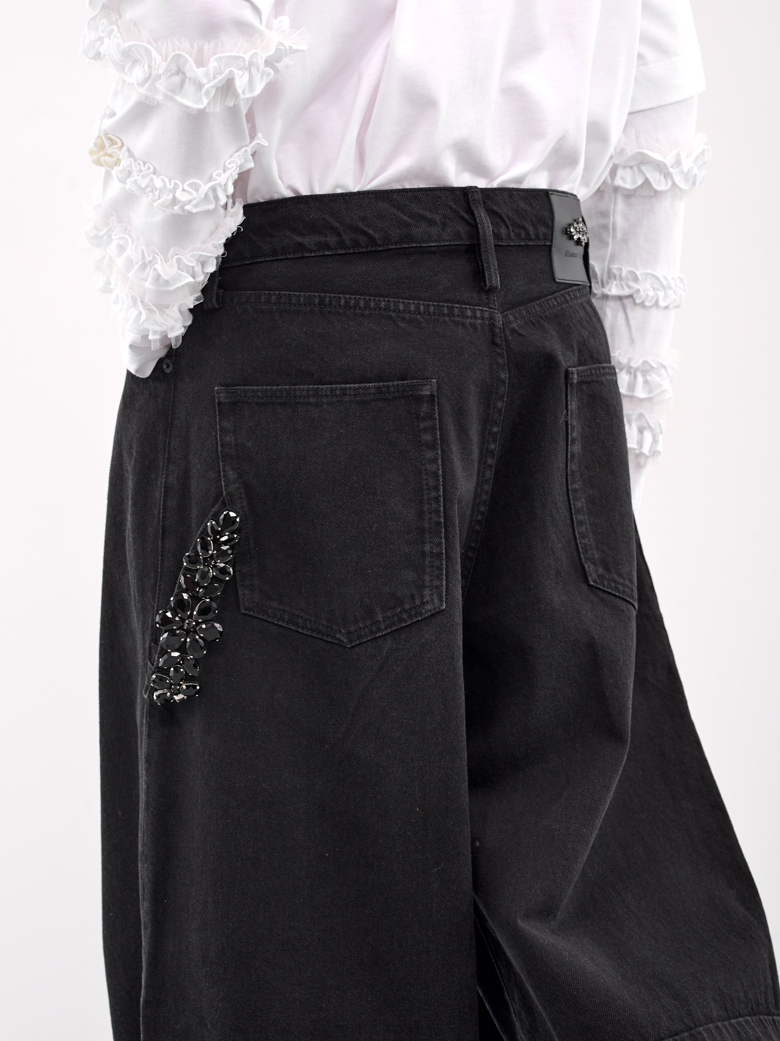 Wide Leg Puddle Denim Jeans (4131B-1239-BLACK-JET)