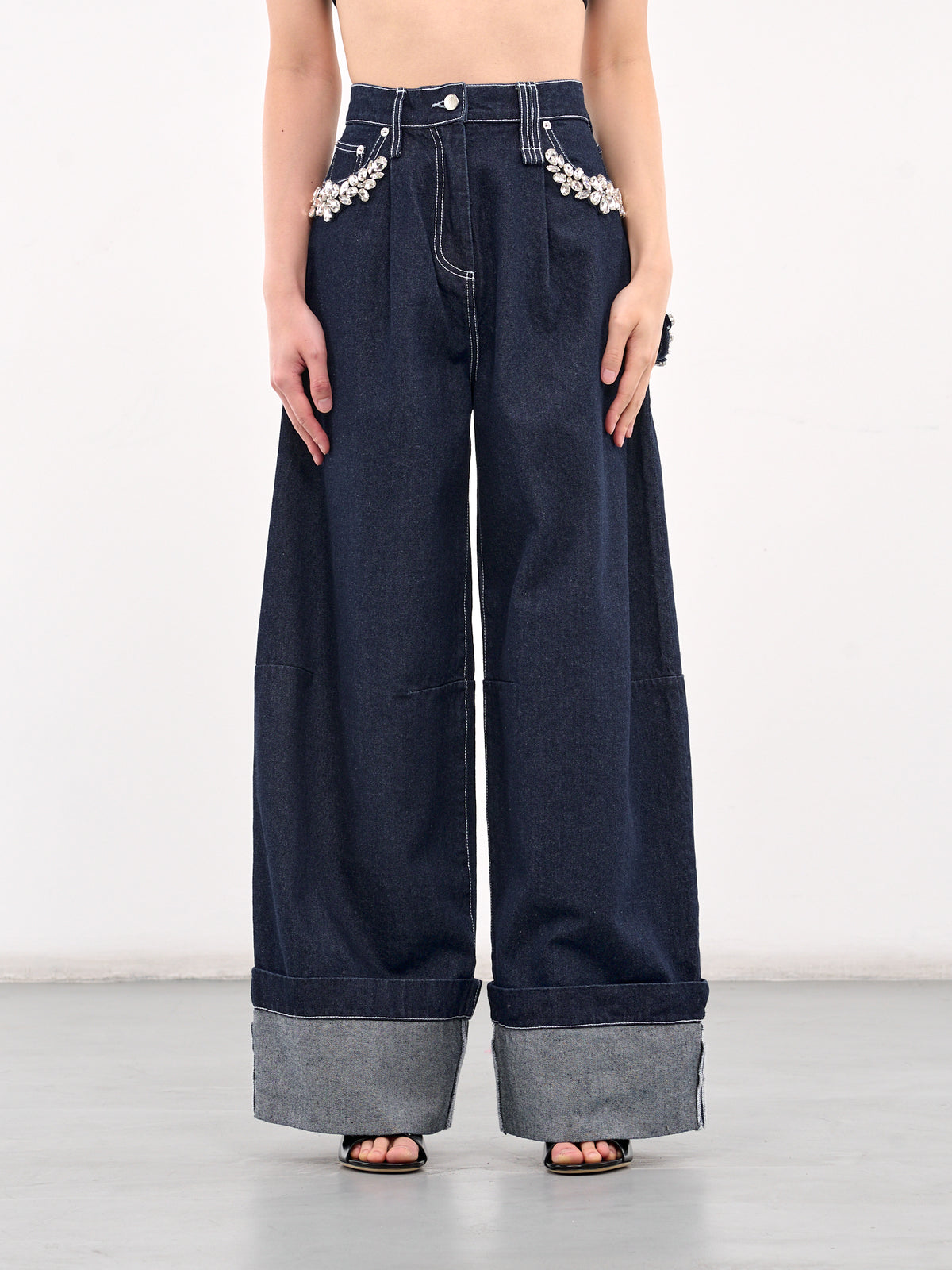 Embroidered Puddle Jeans (4133TB-1231-INDIGO-CLEAR)