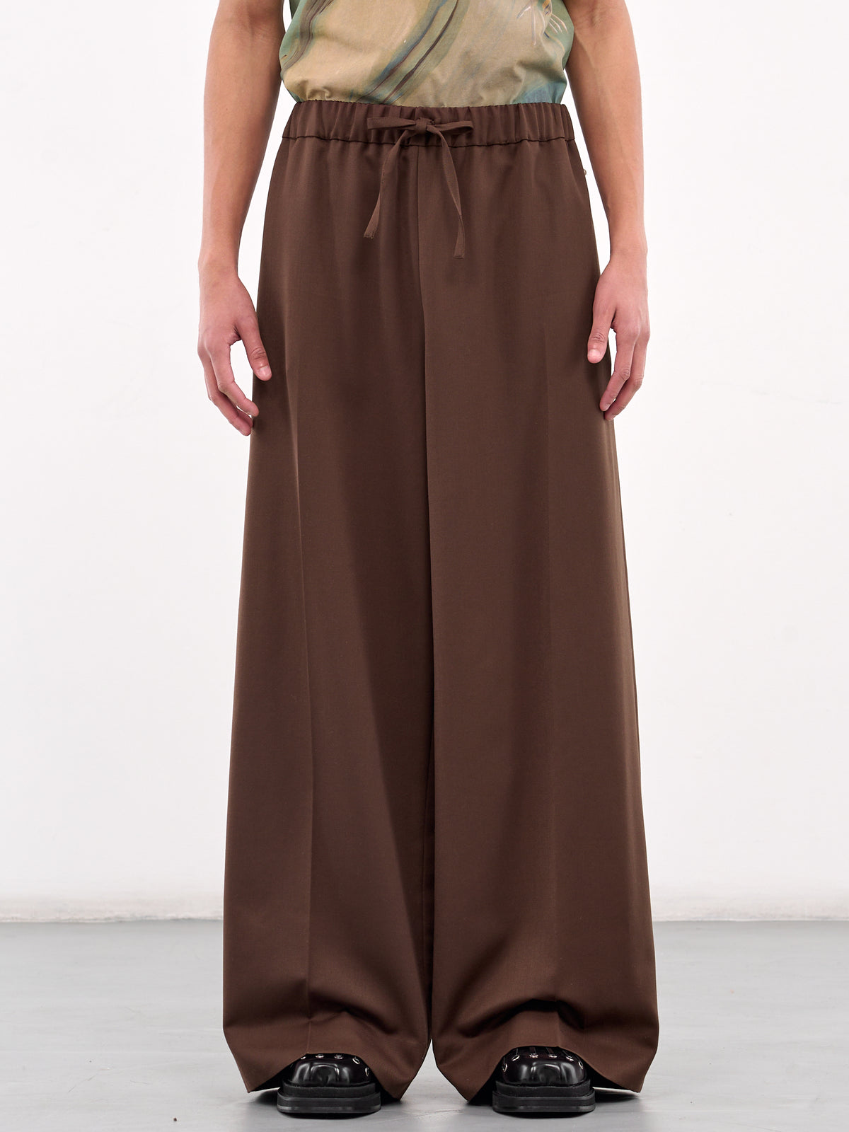 Wide Leg Drawstring Trousers (4143D-1217-CHOCOLATE)