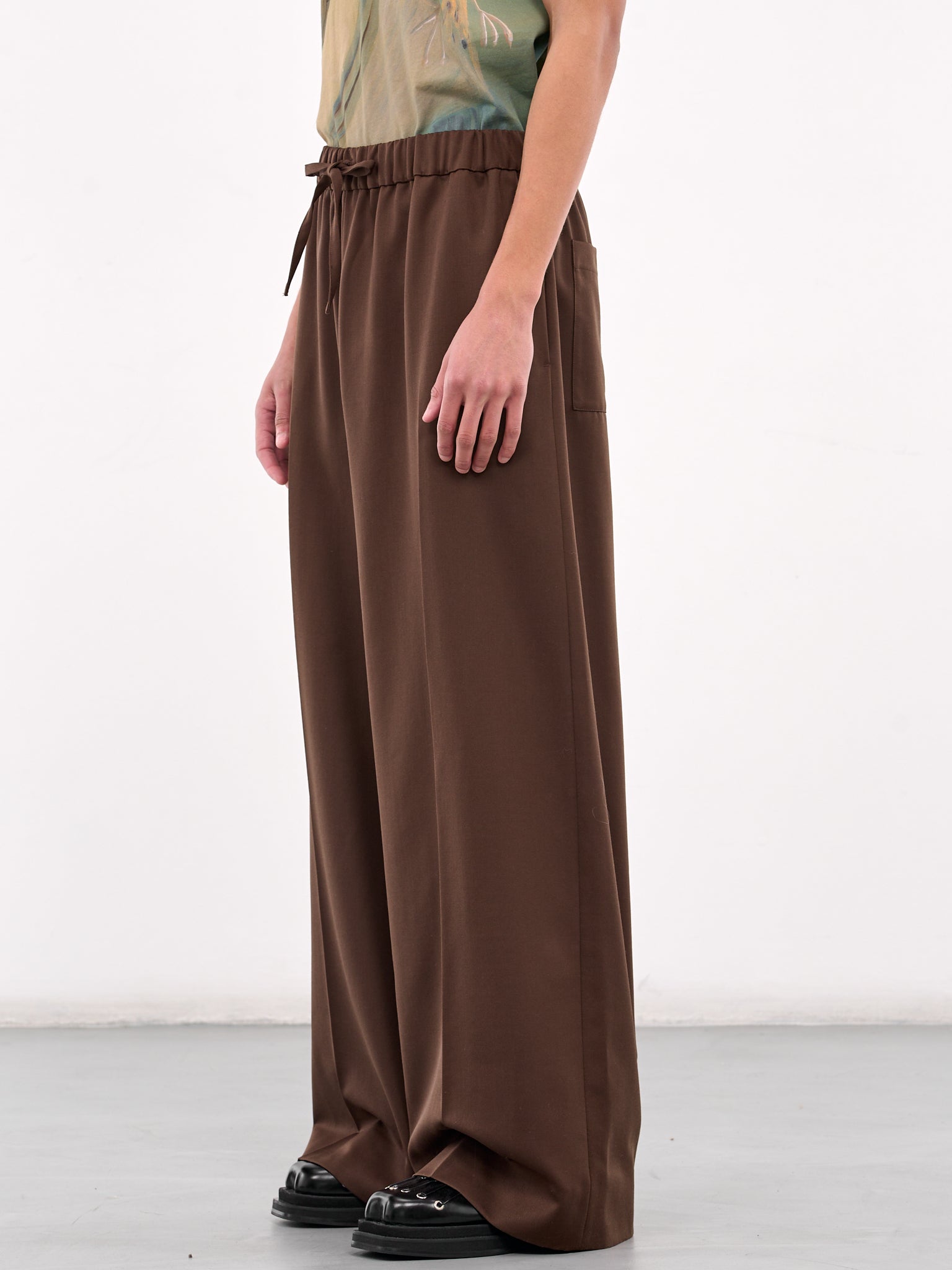 Wide Leg Drawstring Trousers (4143D-1217-CHOCOLATE)