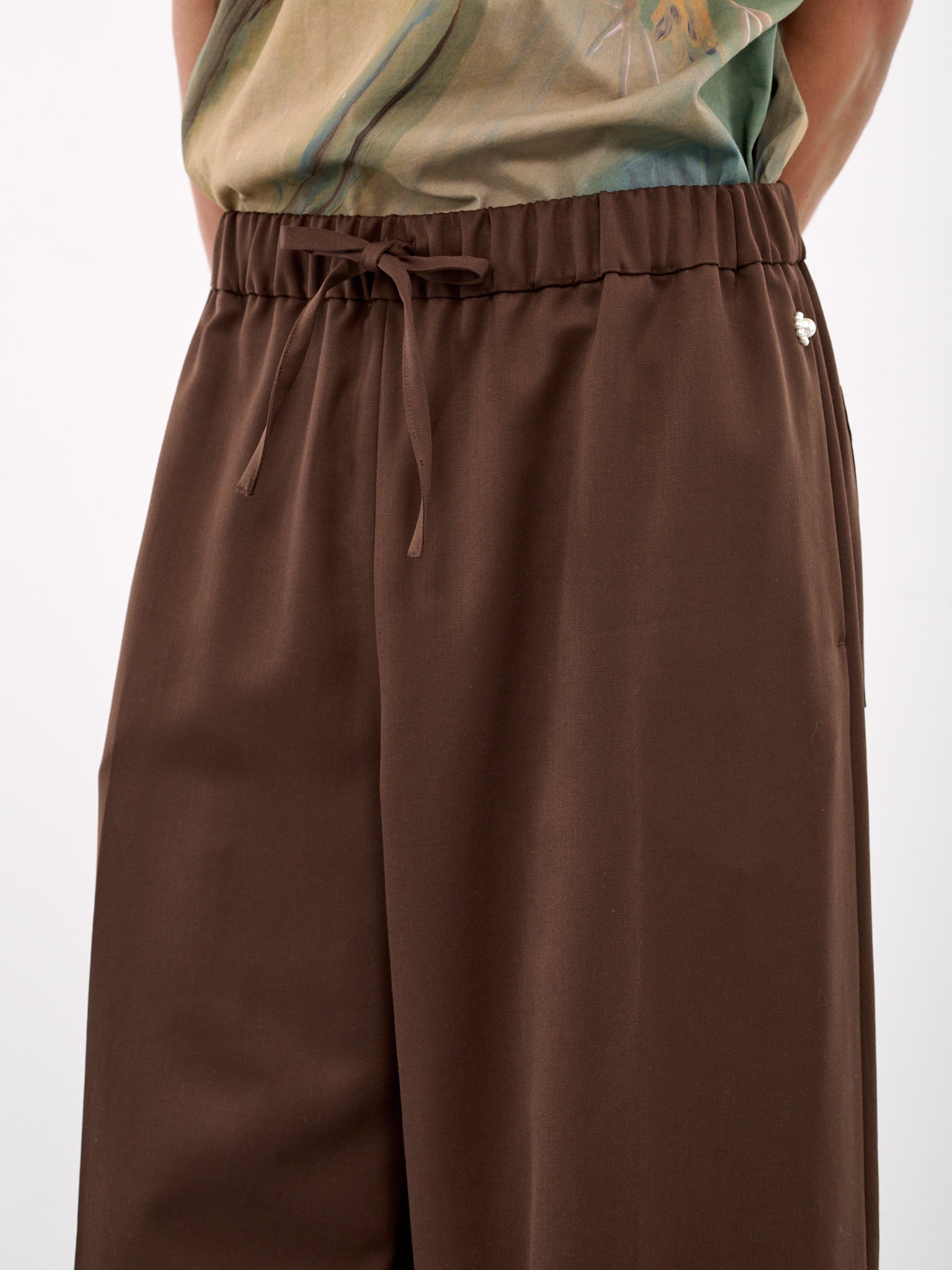 Wide Leg Drawstring Trousers (4143D-1217-CHOCOLATE)