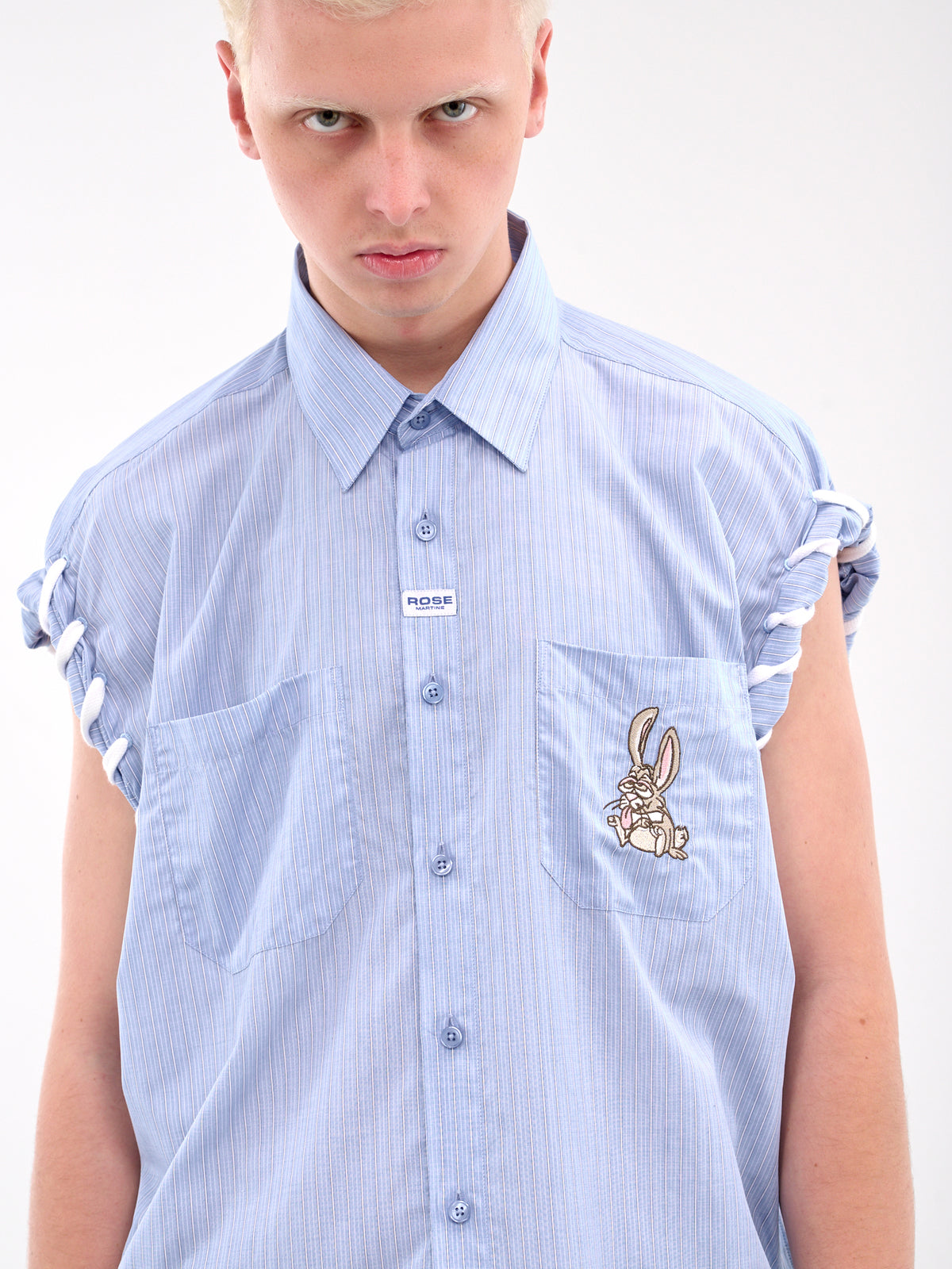 Laced Sleeve Overshirt (465WS15509-BLUEWHITE)