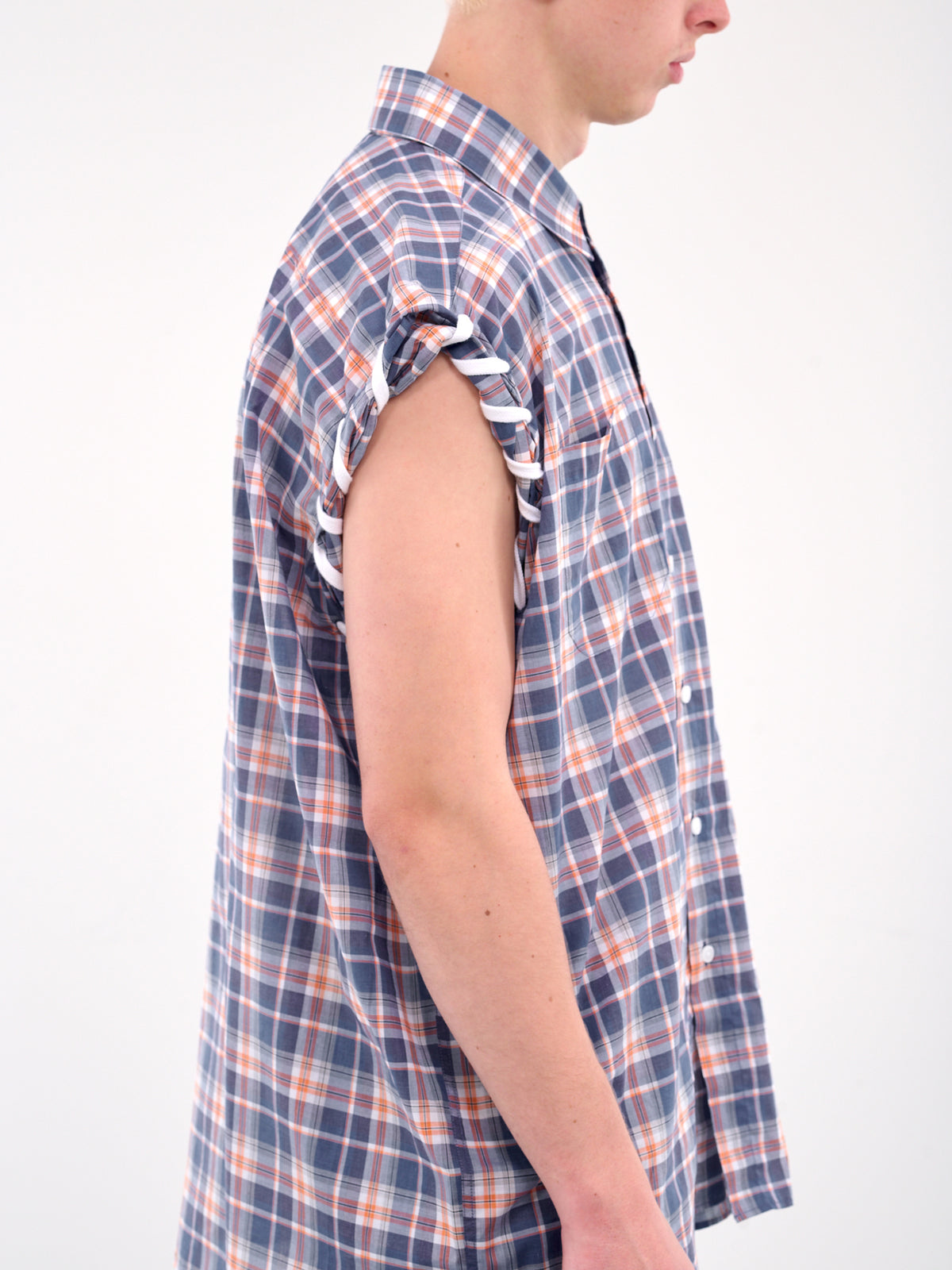 Sleeveless Shirt (465WS19519-BLUERED)