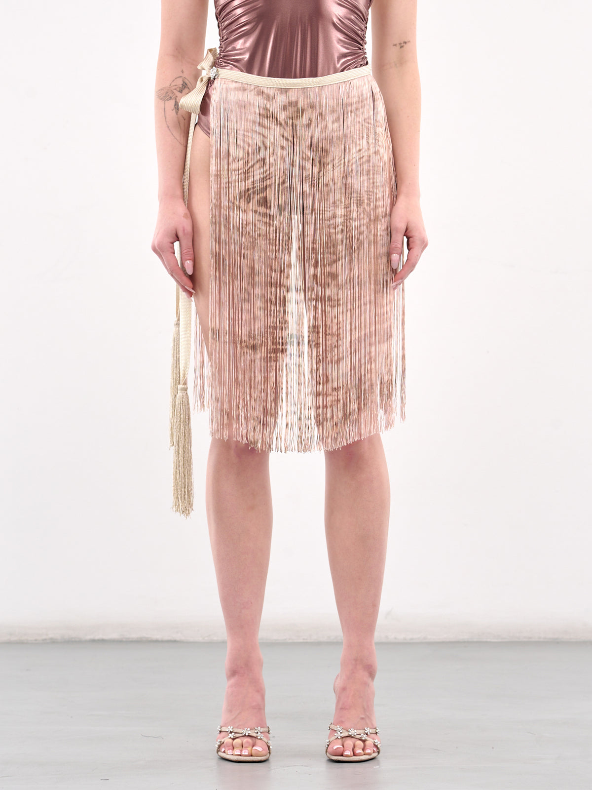 Fringe Wrap Skirt (4G057A-R1465-CHALK-BEAR)