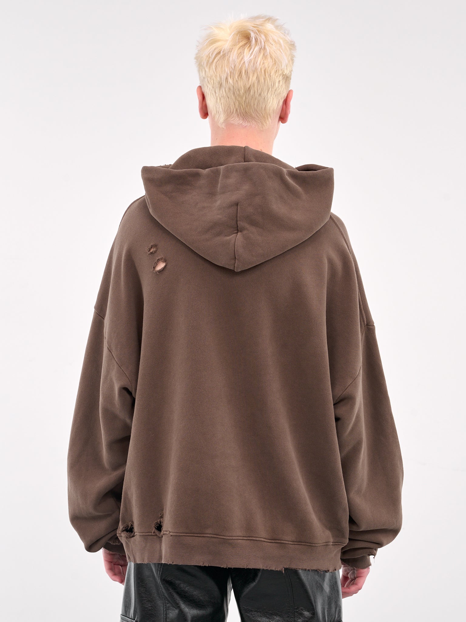 Distressed Logo Hoodie (4U010Q1008BRN-BROWN)