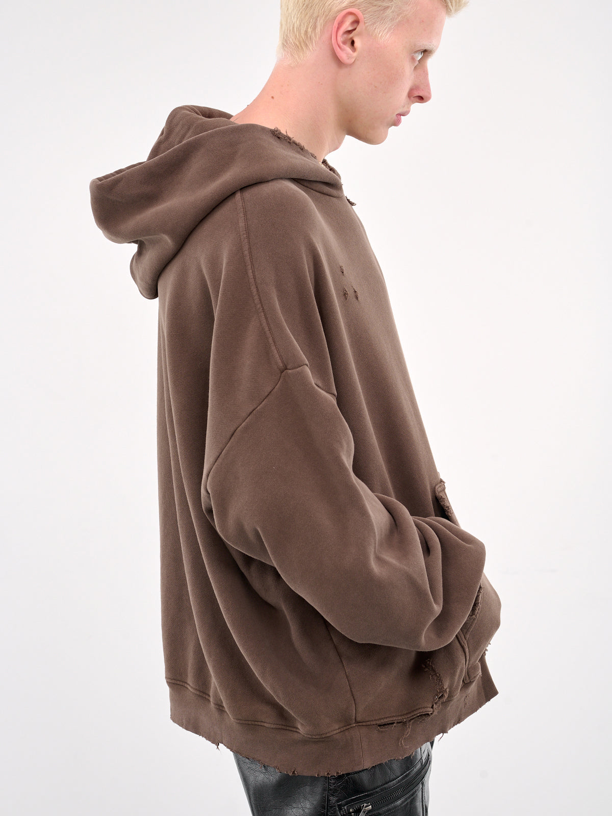 Distressed Logo Hoodie (4U010Q1008BRN-BROWN)