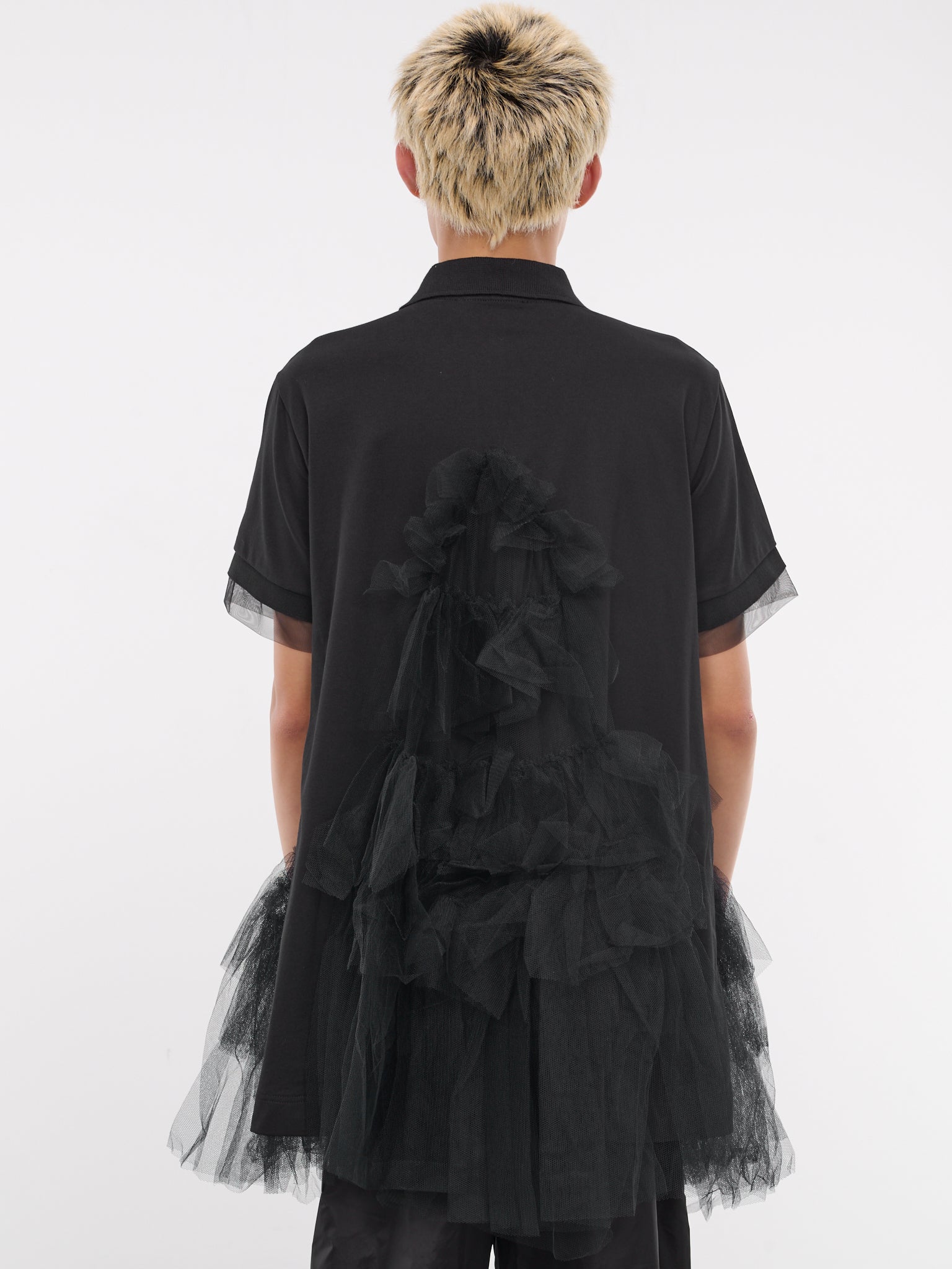 Tulle Frill Polo Shirt (5279-0562-BLACK/BLACK)