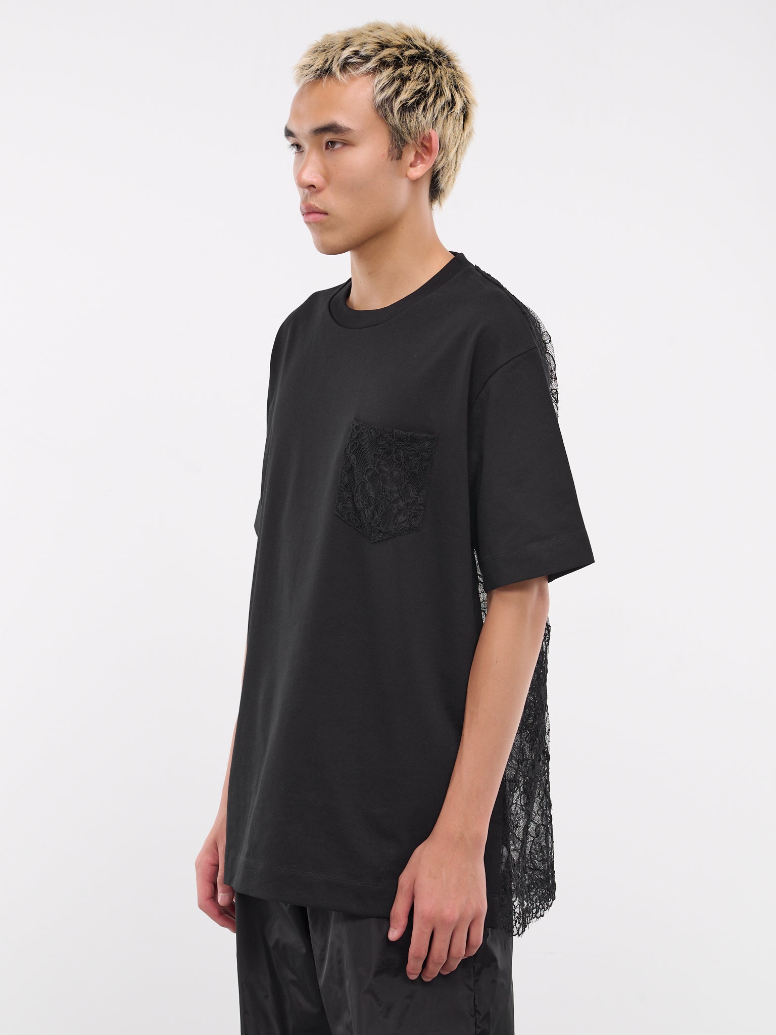 Lace Paneled Boxy Tee (5286-0562-BLACK/BLACK)