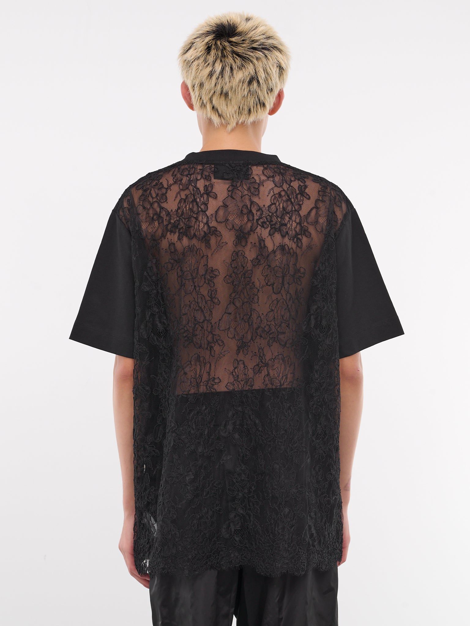 Lace Paneled Boxy Tee (5286-0562-BLACK/BLACK)