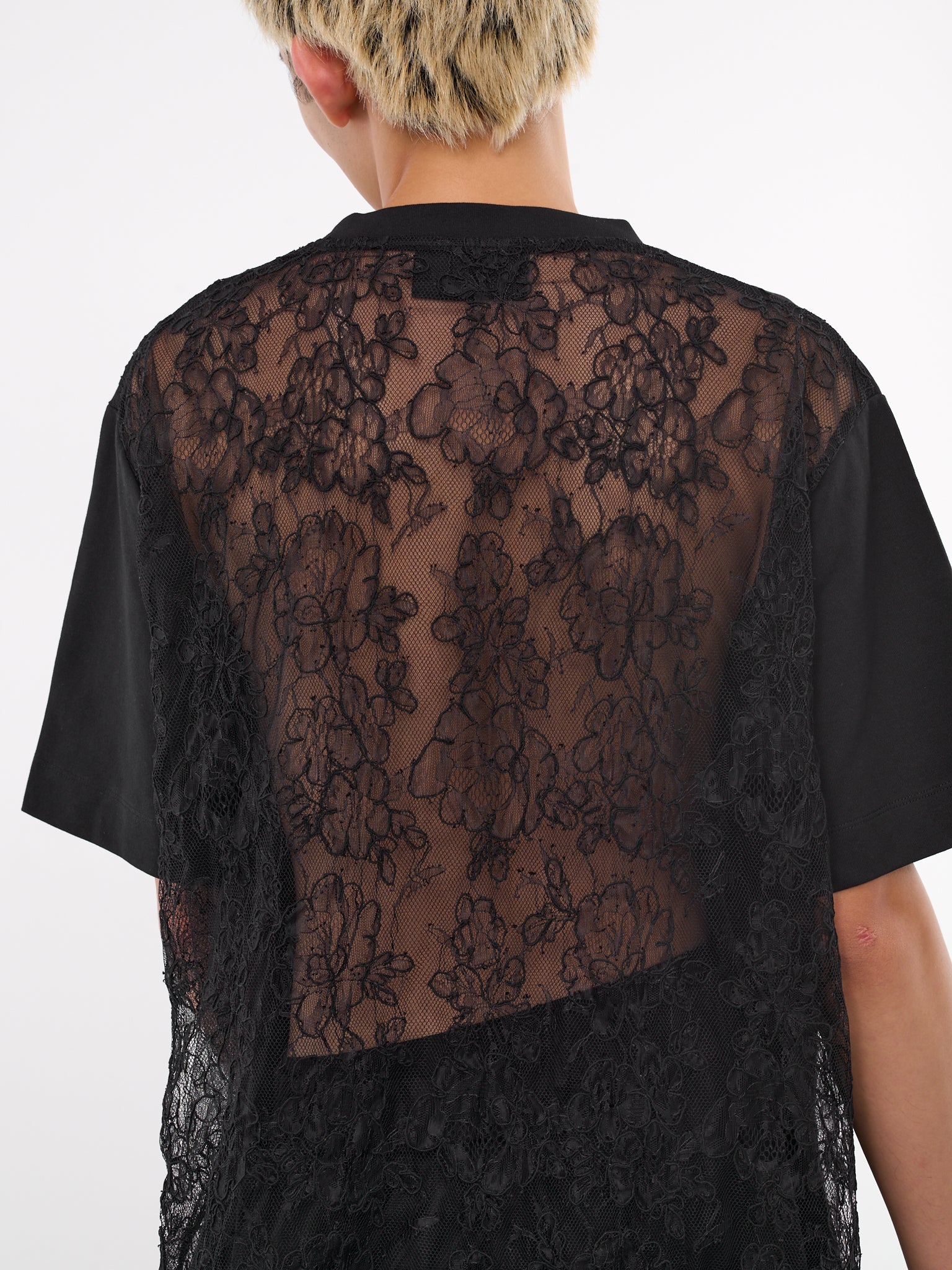 Lace Paneled Boxy Tee (5286-0562-BLACK/BLACK)