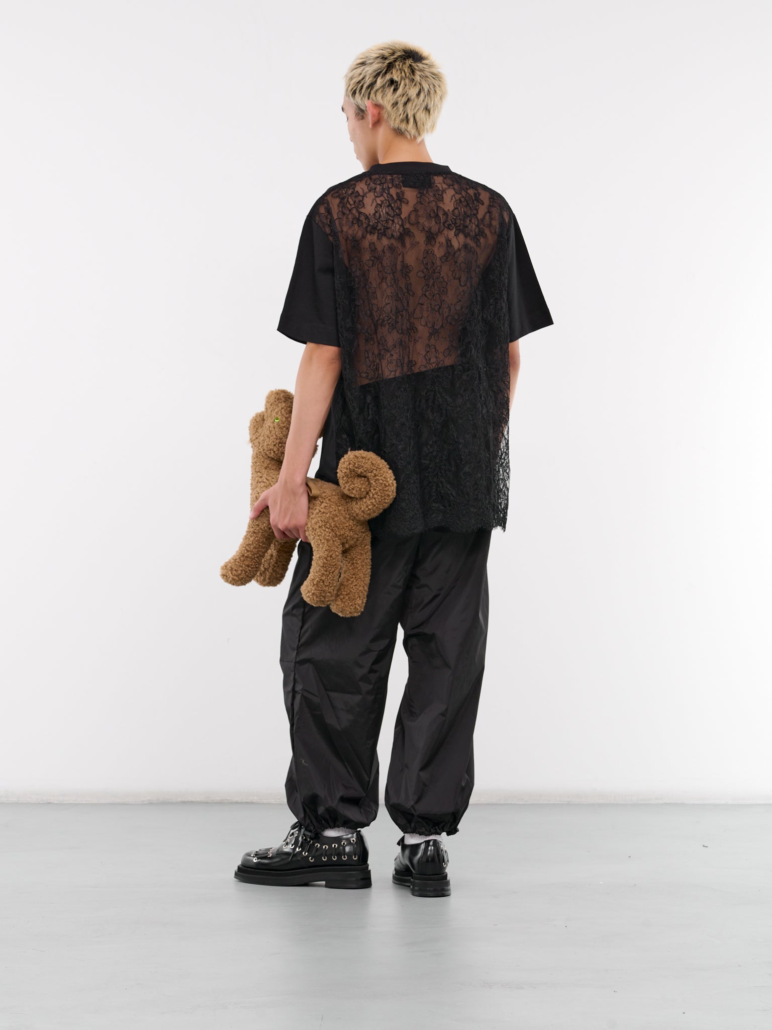 Lace Paneled Boxy Tee (5286-0562-BLACK/BLACK)