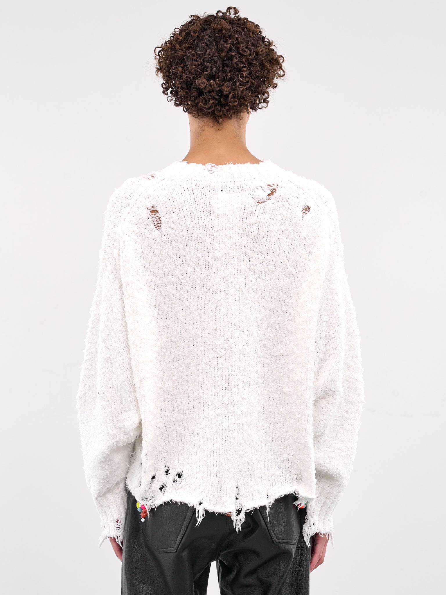 'I'm Obsessed' Distressed Sweater (52KN178-IVORY)