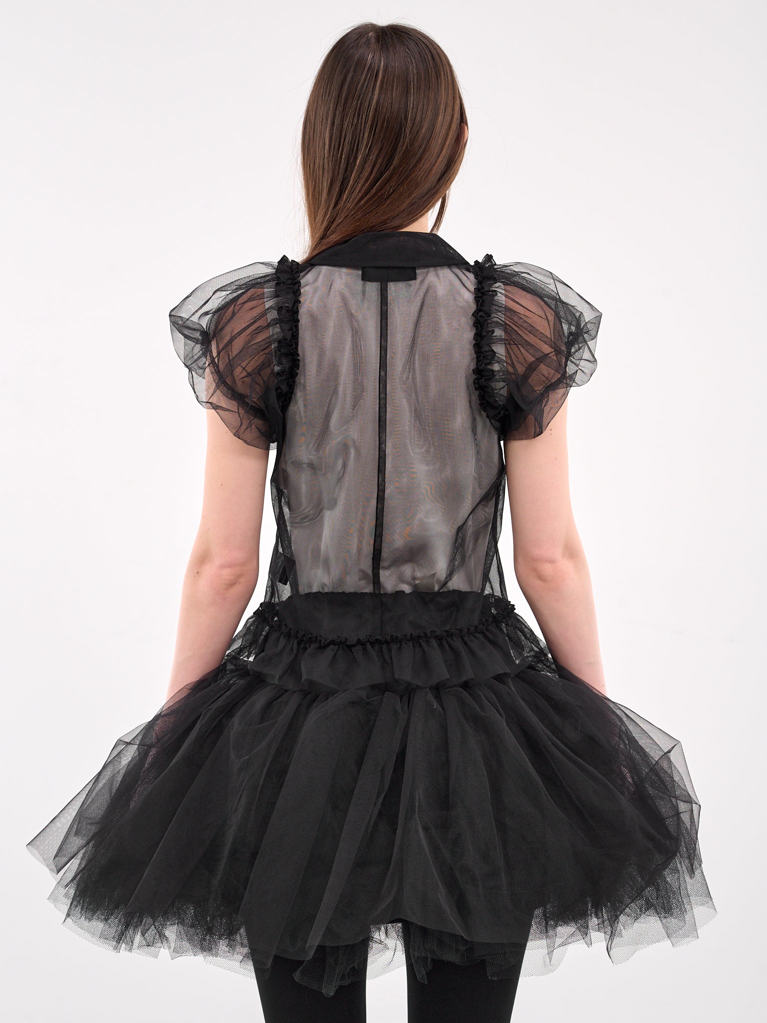 Sheer Ruffled Blouse (5306-0069-BLACK)