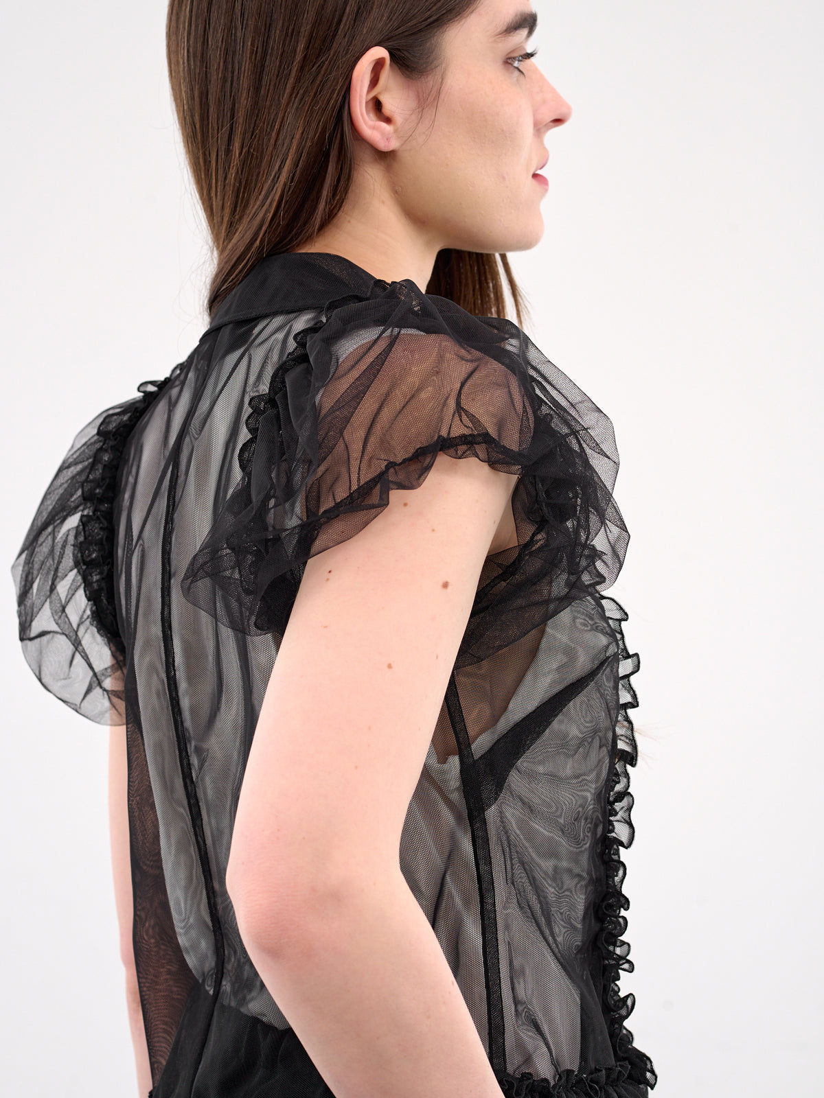 Sheer Ruffled Blouse (5306-0069-BLACK)