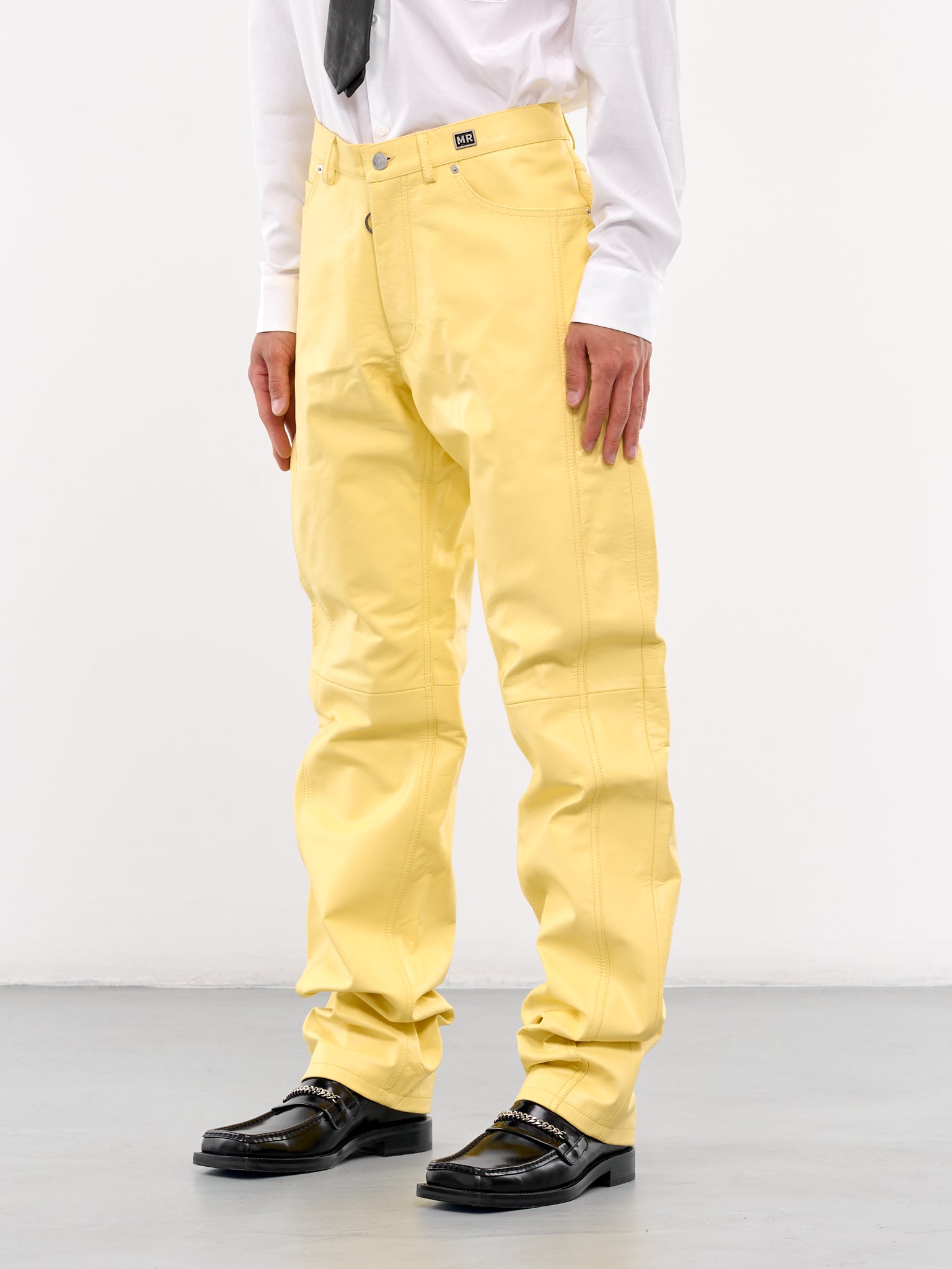 Paneled Leather Trousers (536LP05301-YELLOW)