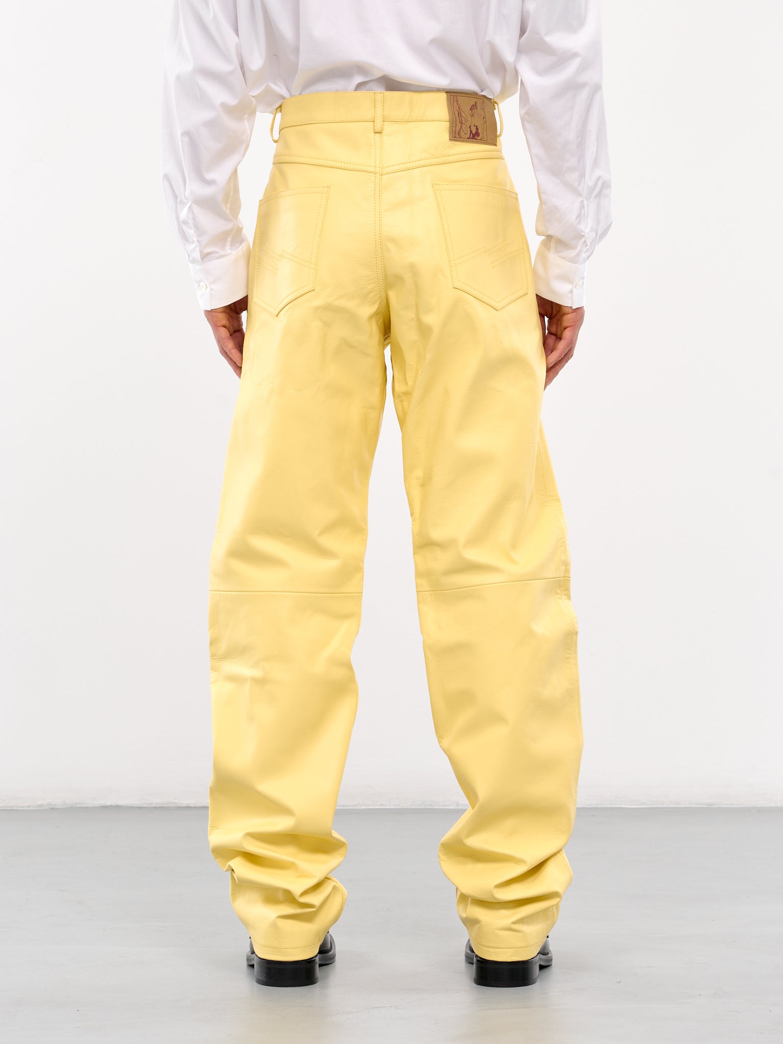 Paneled Leather Trousers (536LP05301-YELLOW)