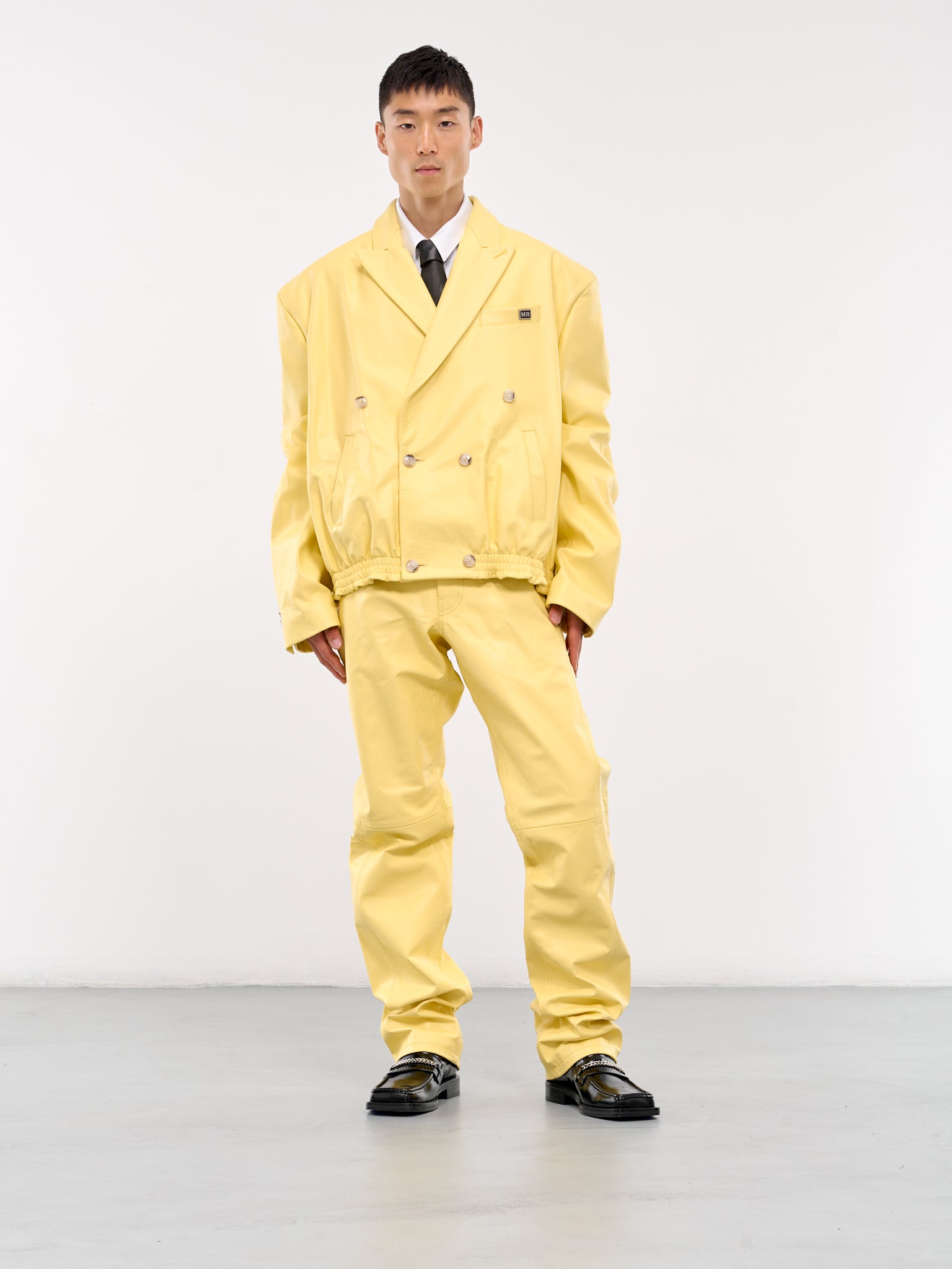 Paneled Leather Trousers (536LP05301-YELLOW)