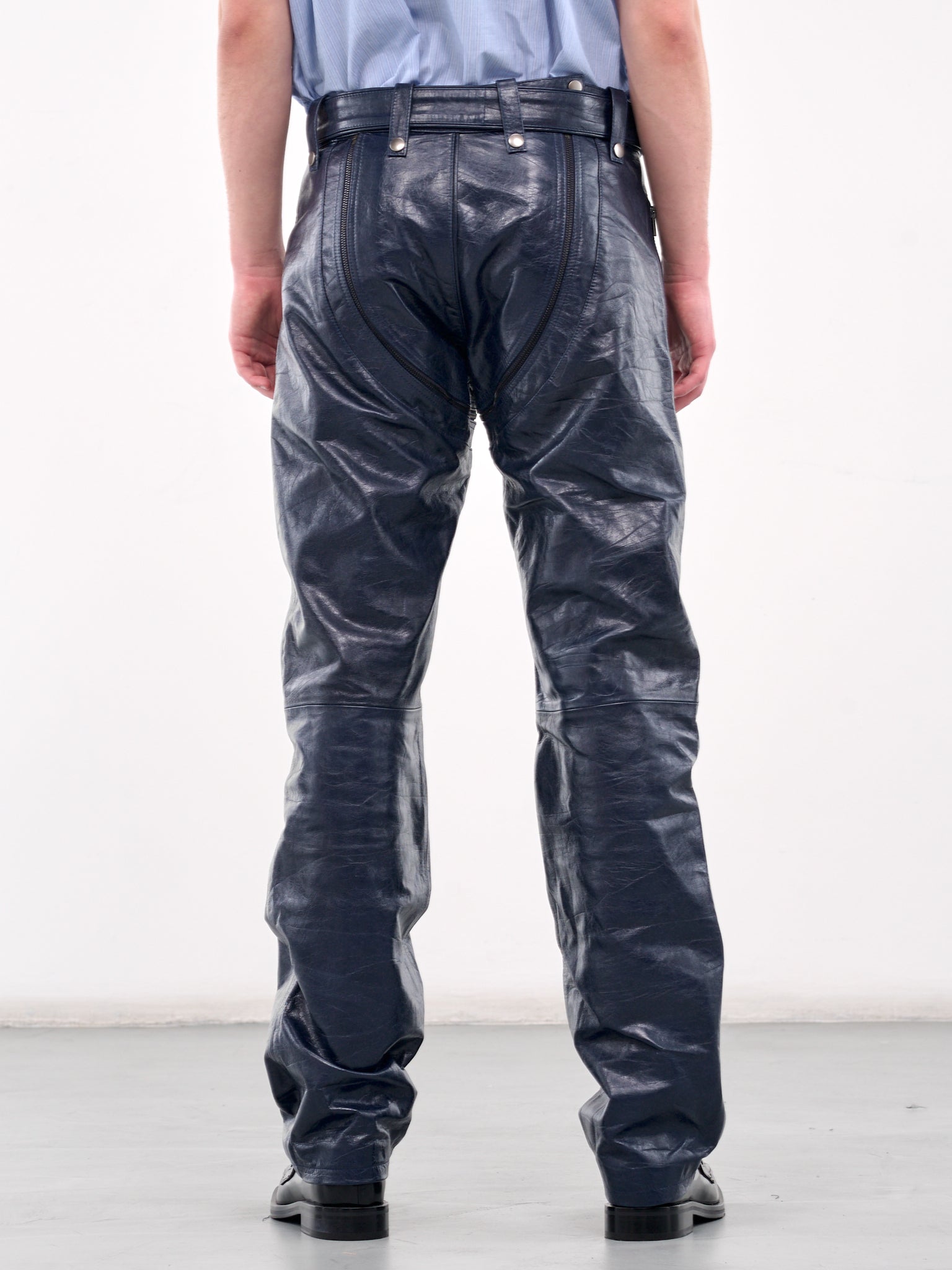 Zip Chap Leather Trousers (544LP14504-BLU)