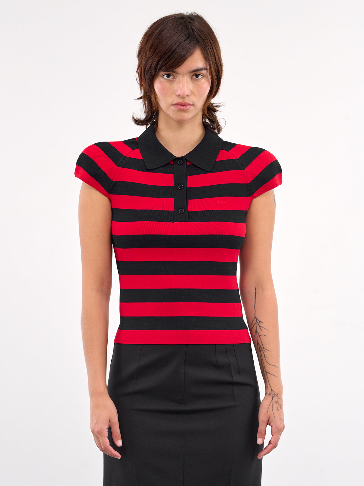 Shoulder Pad Stripe Polo (5451W036-RED)