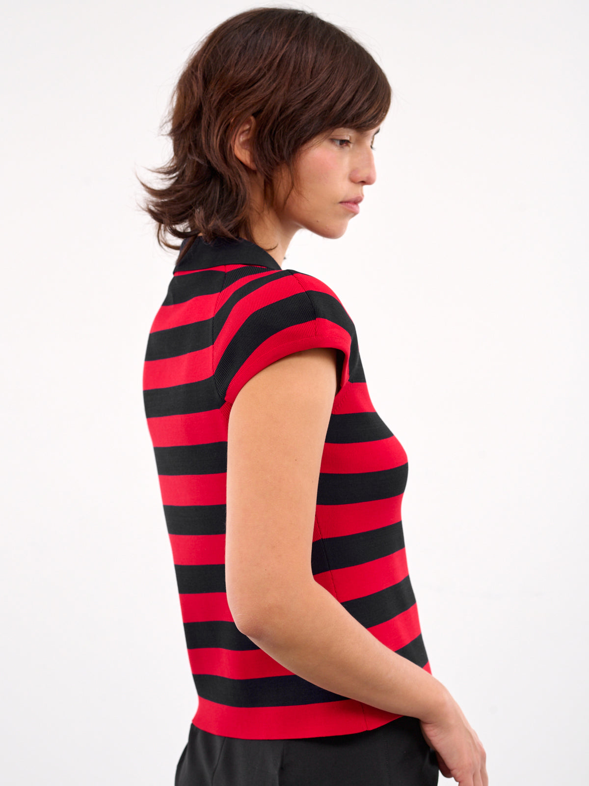 Shoulder Pad Stripe Polo (5451W036-RED)