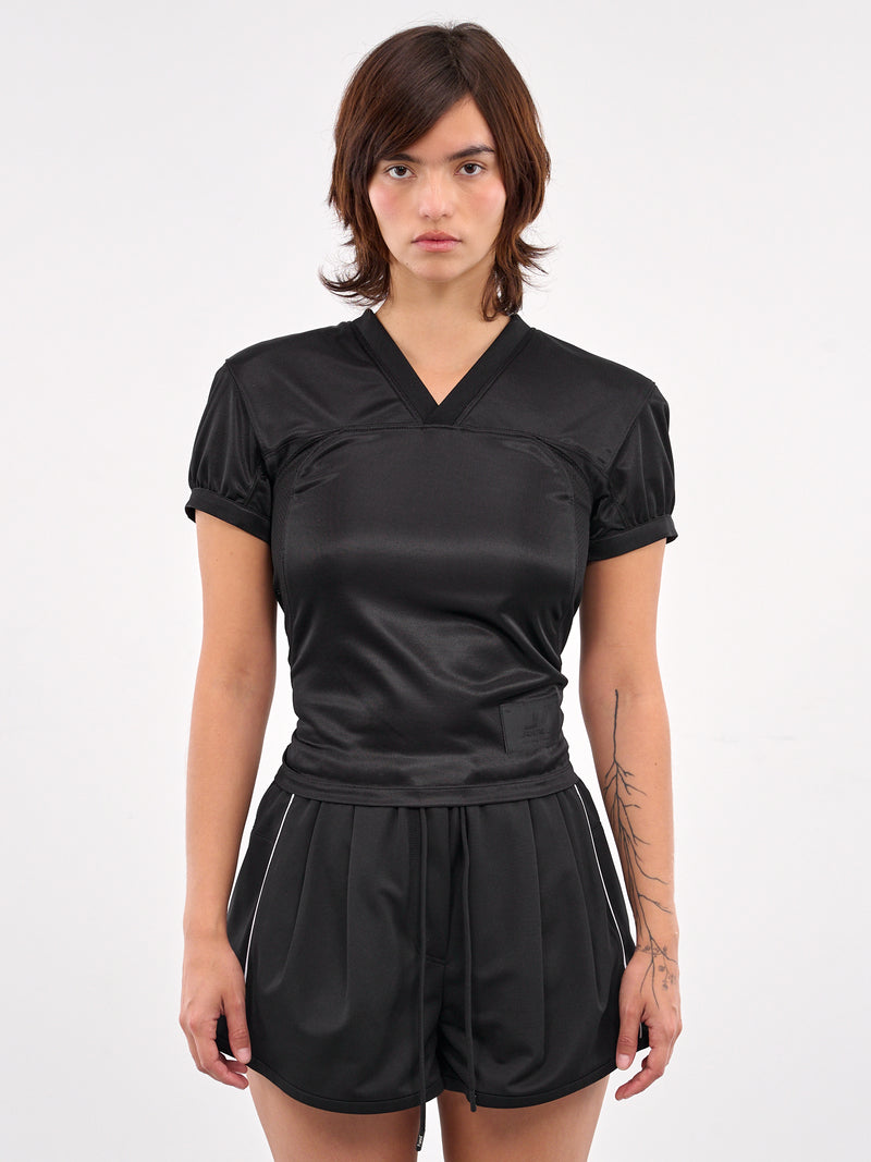 V-Neck Paneled Tee (5542W065-BLACK)